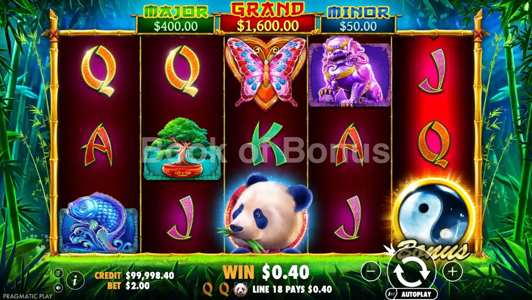 Panda's Fortune par Pragmatic Play - jeu de base et disposition des rouleaux