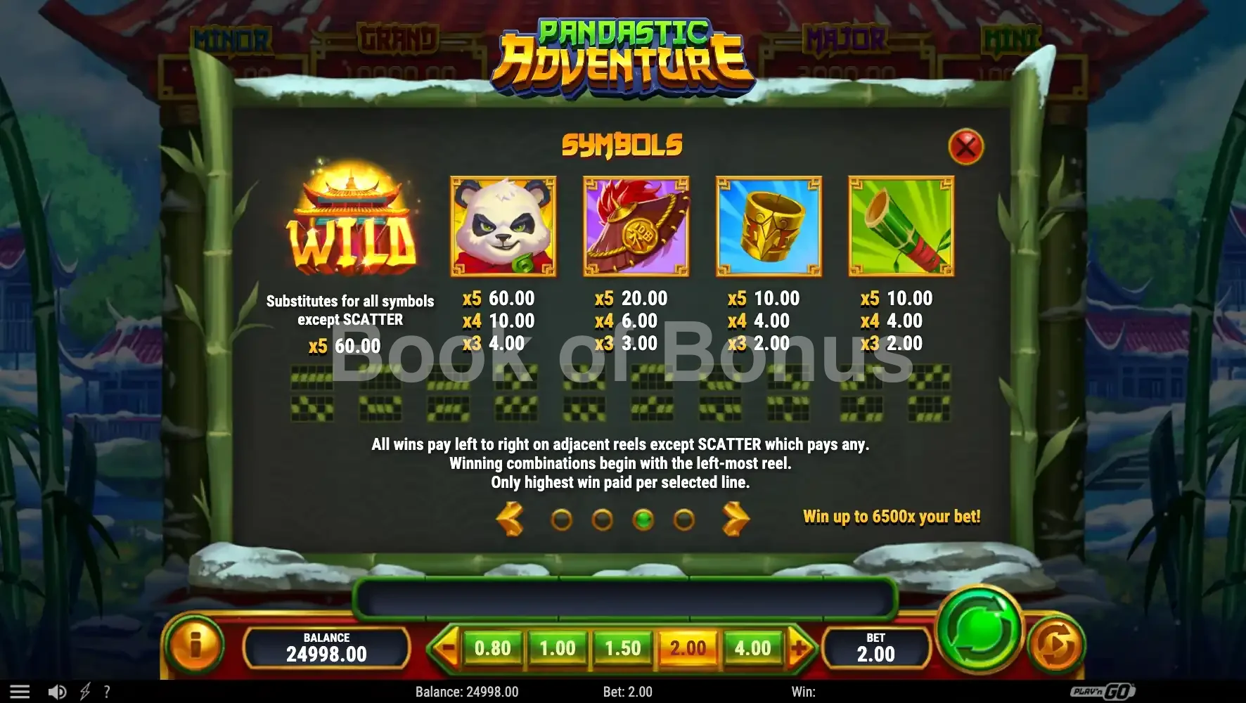 Table de paiement Pandastic Adventure