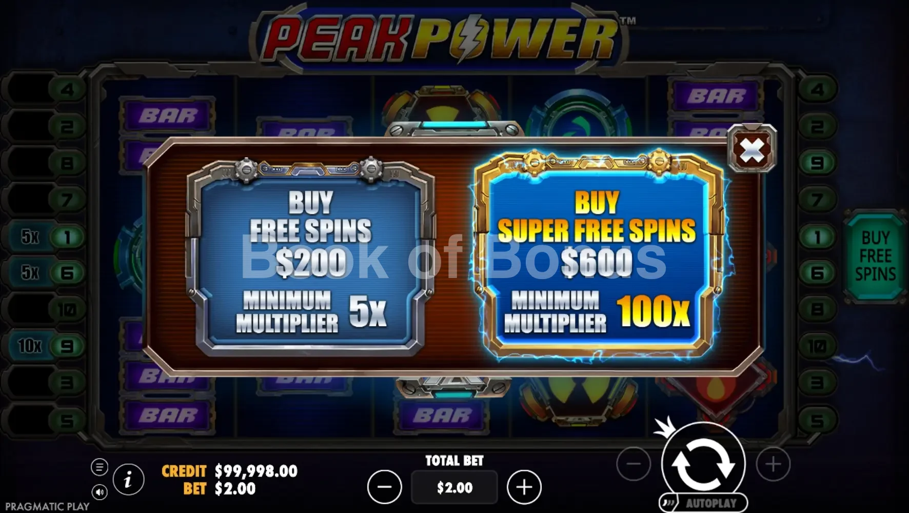 Achat de bonus Peak Power