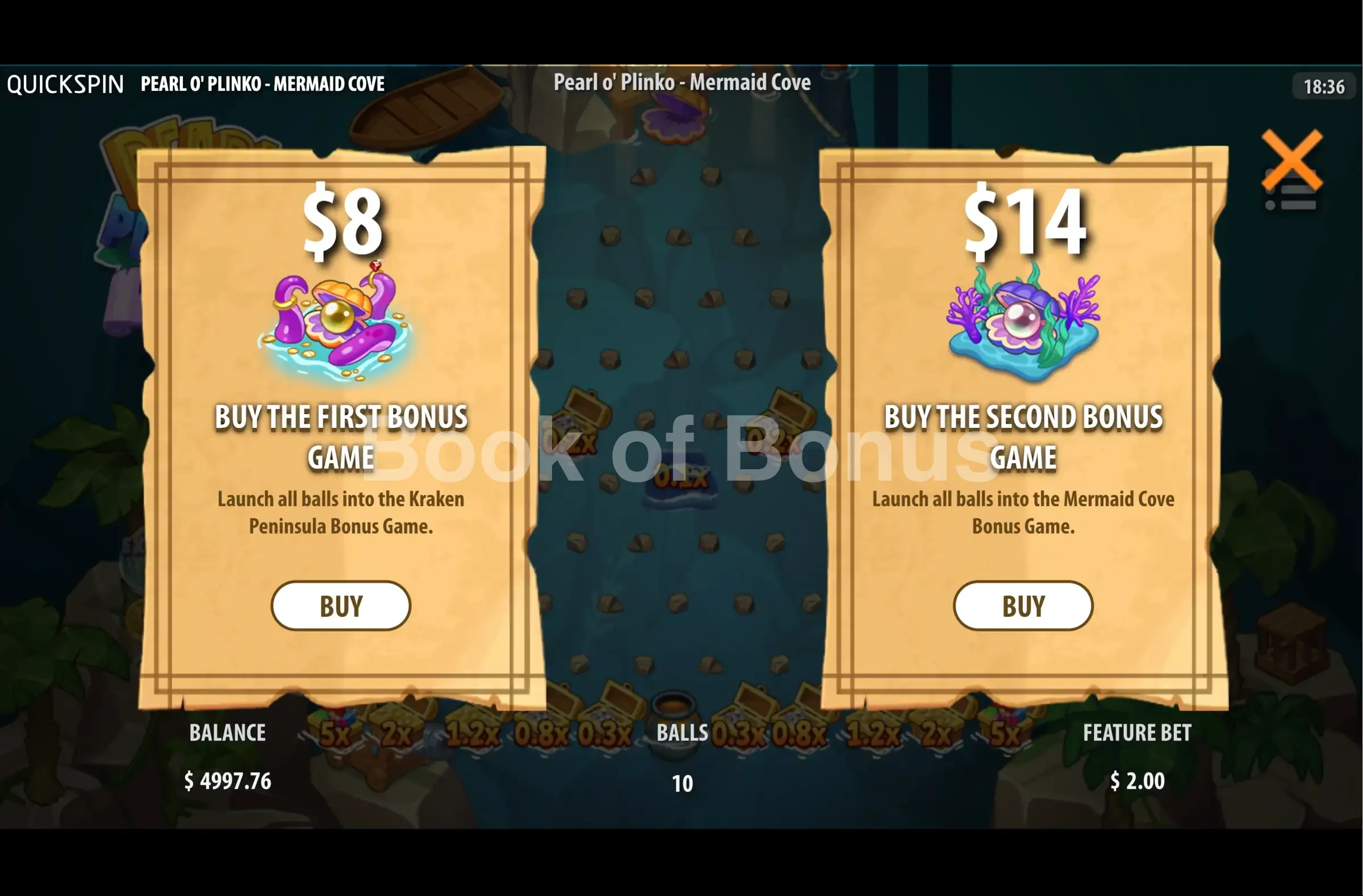 Achat de bonus Pearl O Plinko Mermaid Cove