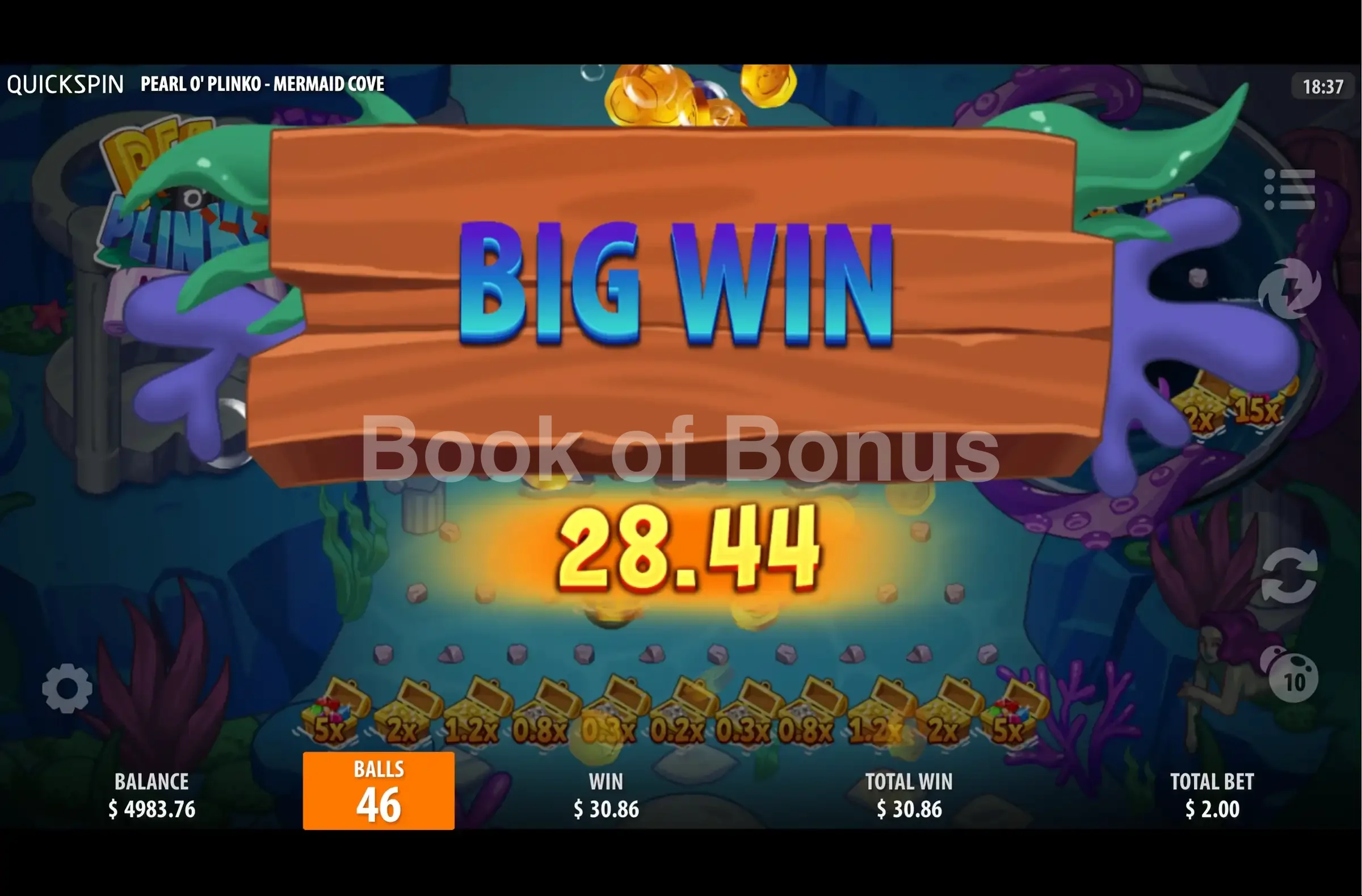 Gros gain Pearl O Plinko Mermaid Cove