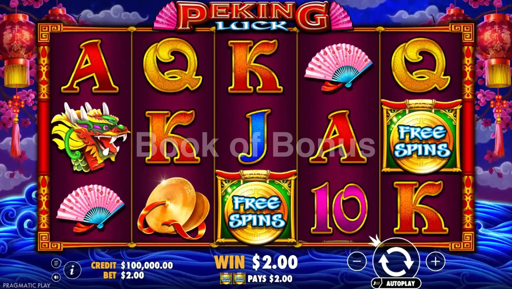 Peking Luck par Pragmatic Play - jeu de base et disposition des rouleaux
