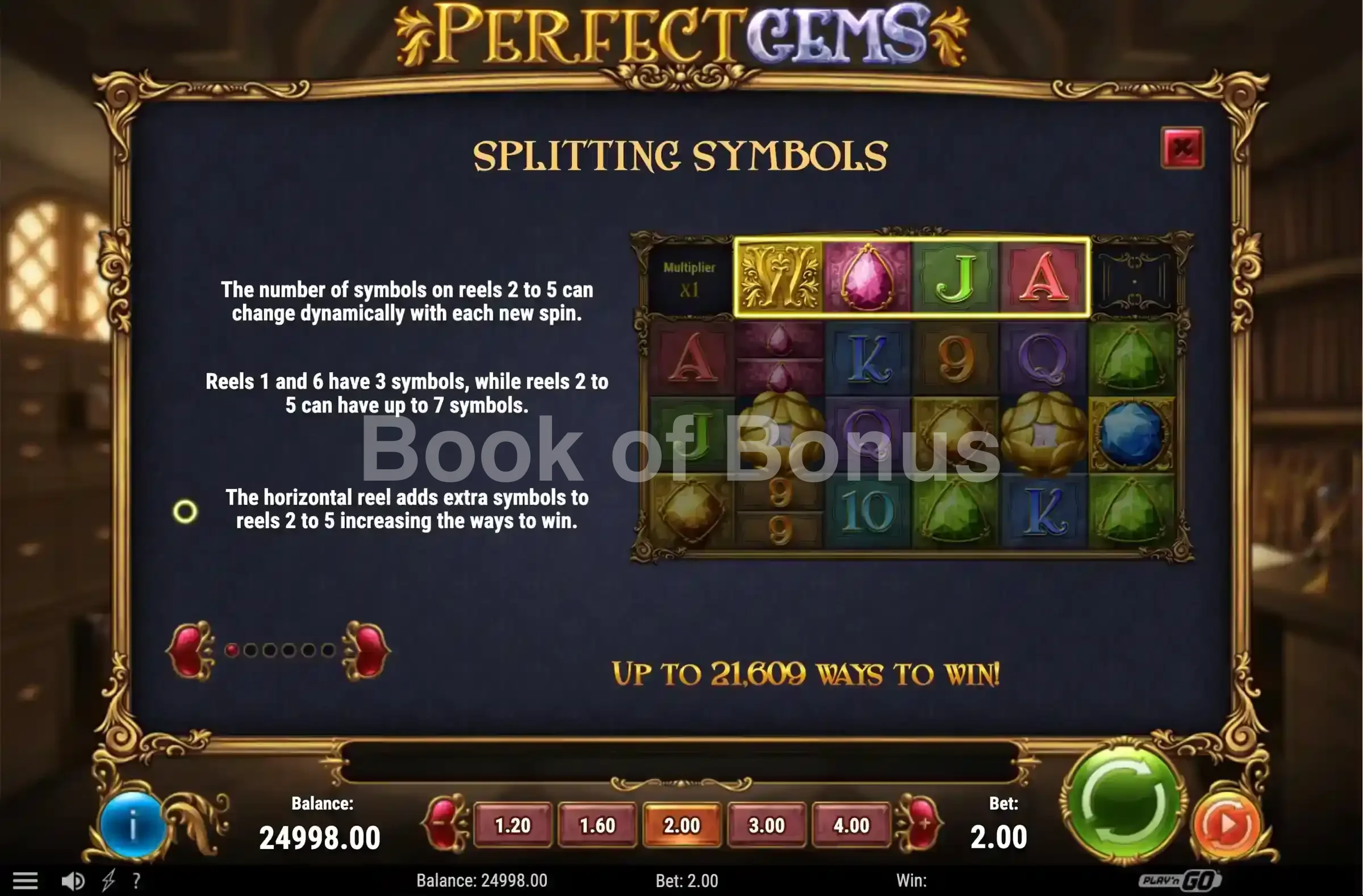 Perfect Gems par Play'n GO - table des gains et valeurs des symboles