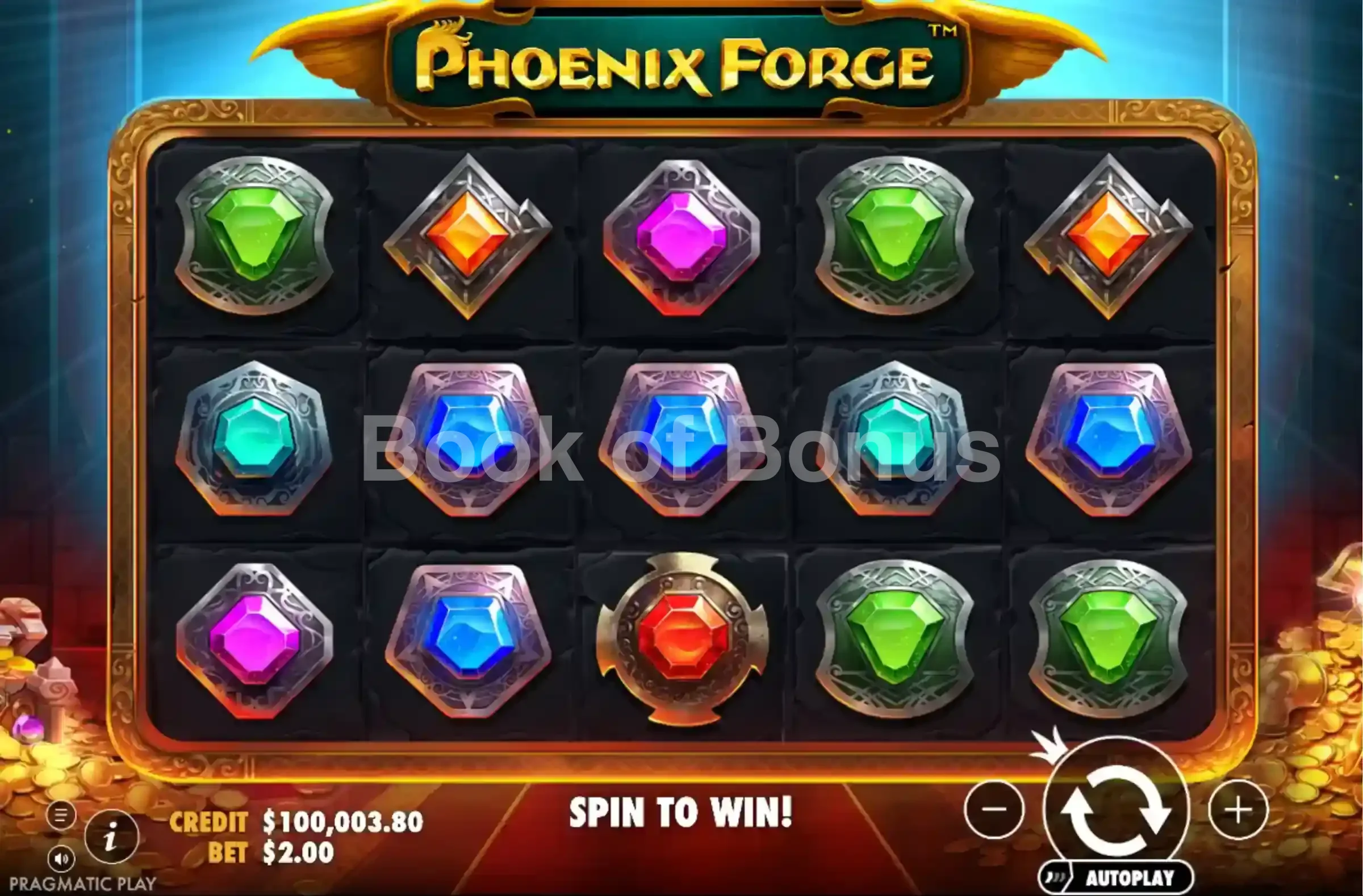 Phoenix Forge par Pragmatic Play - jeu de base et disposition des rouleaux
