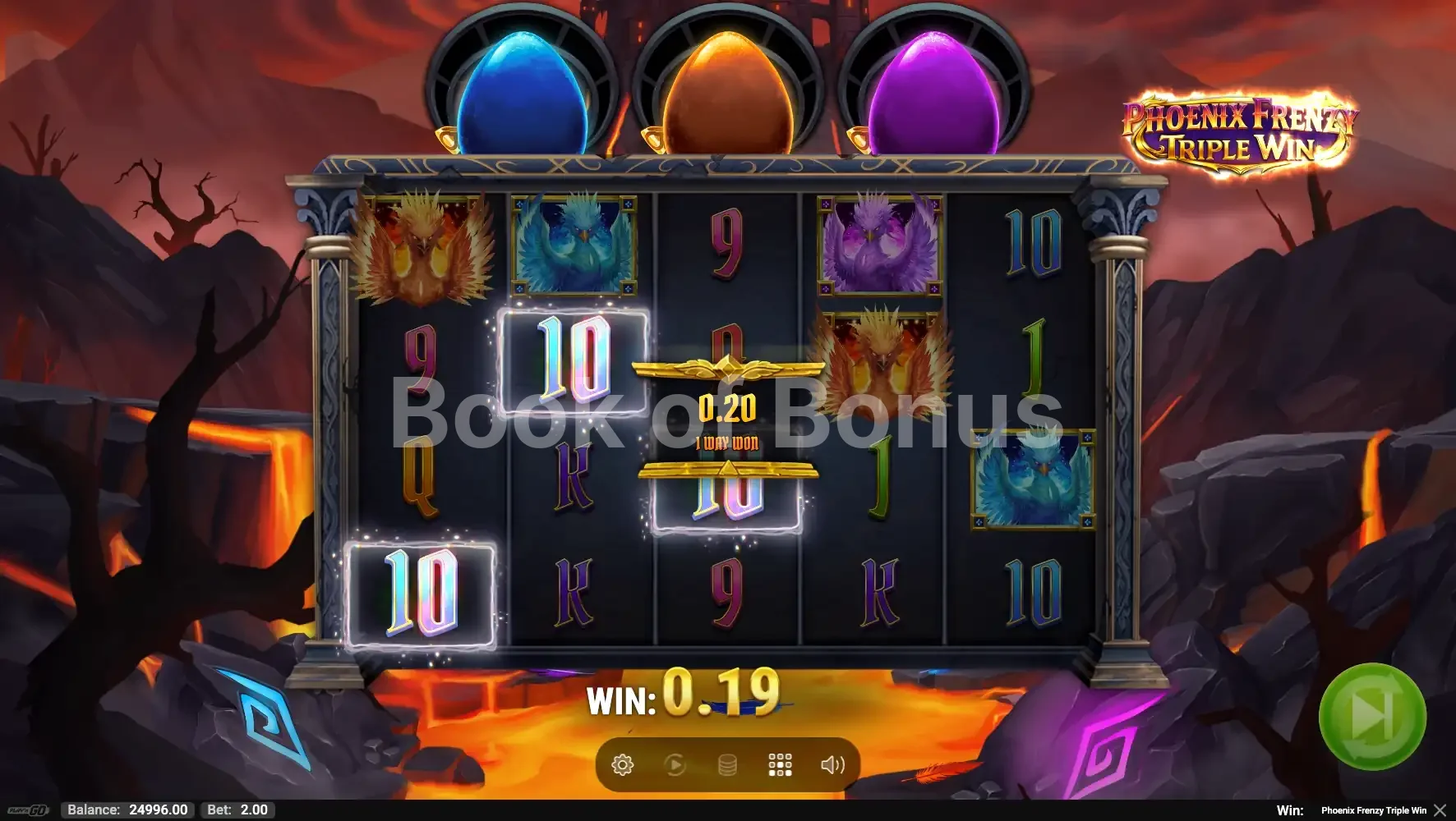 Phoenix Frenzy Triple Win par Play'n GO - base game 2