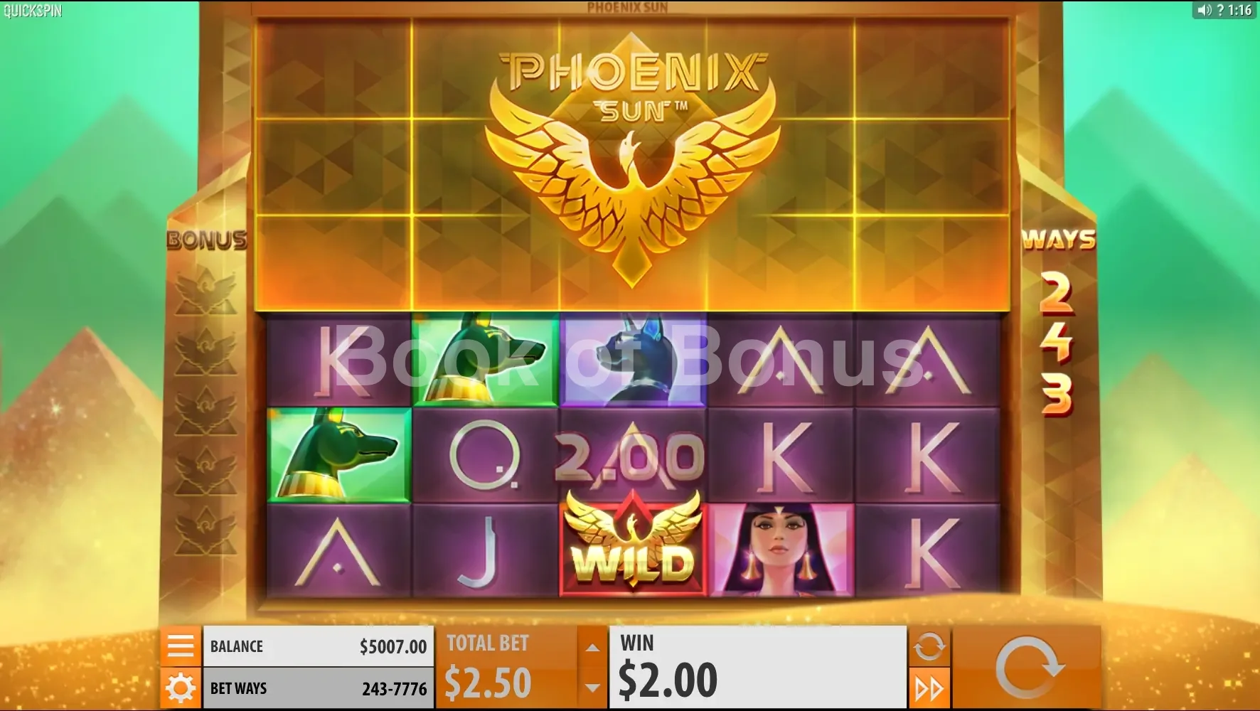 Phoenix Sun par Quickspin - jeu de base et disposition des rouleaux