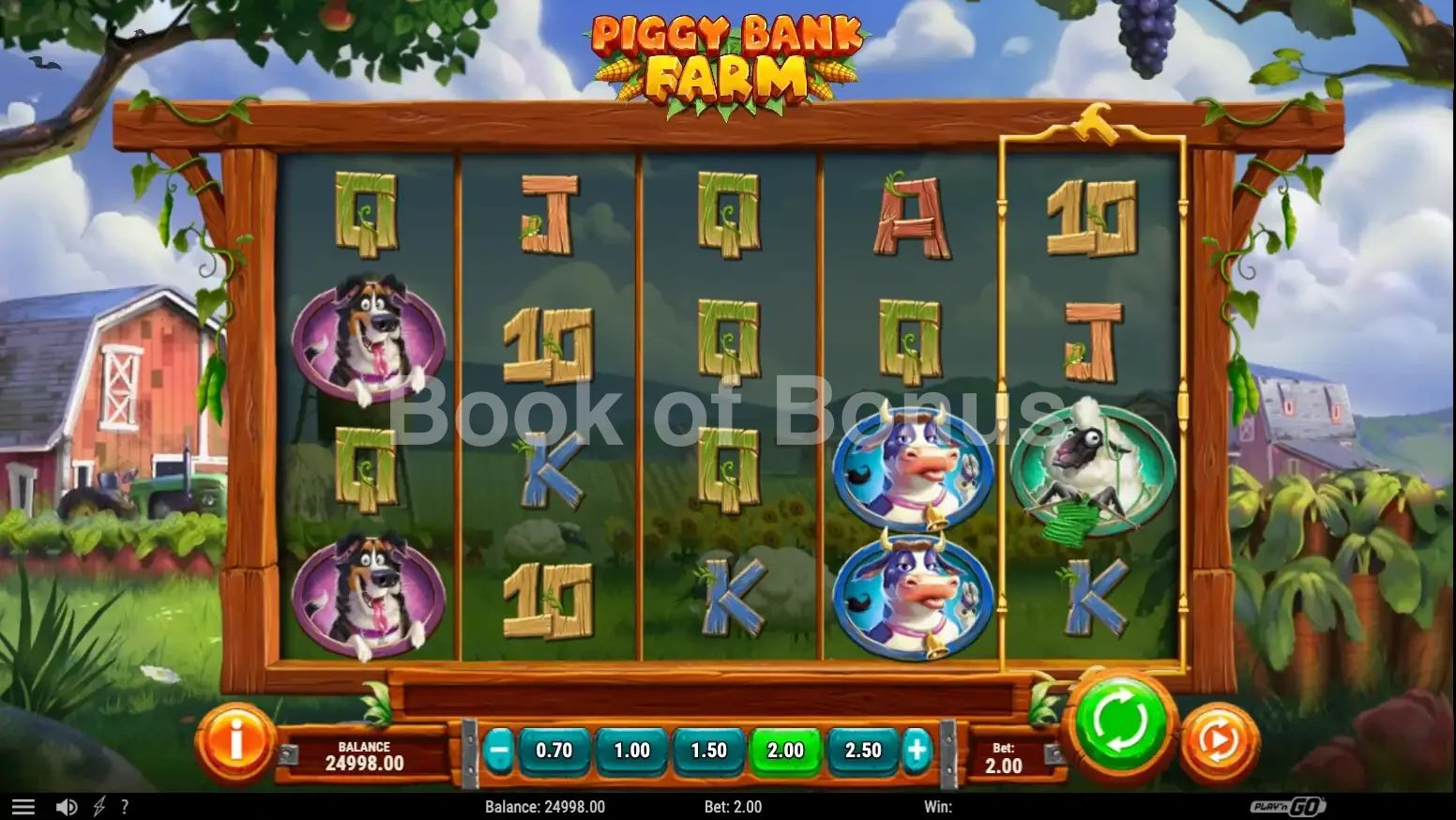 Piggy Bank Farm par Play'n GO - jeu de base et disposition des rouleaux