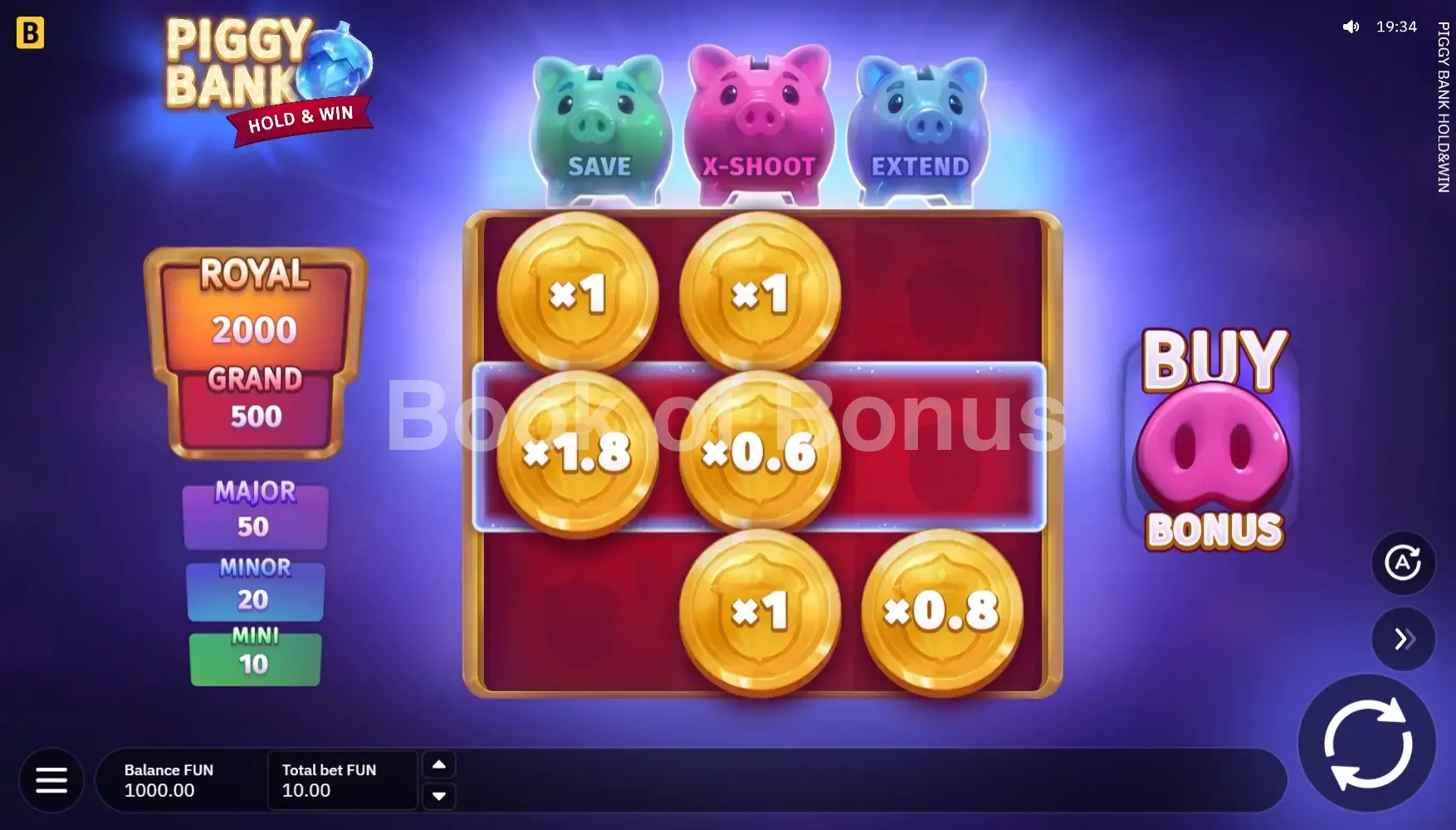 Jeu de base Piggy Bank Hold & Win
