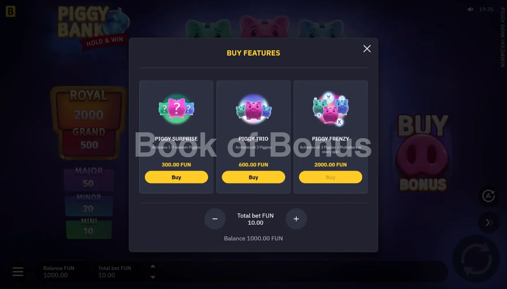 Achat de bonus Piggy Bank Hold & Win
