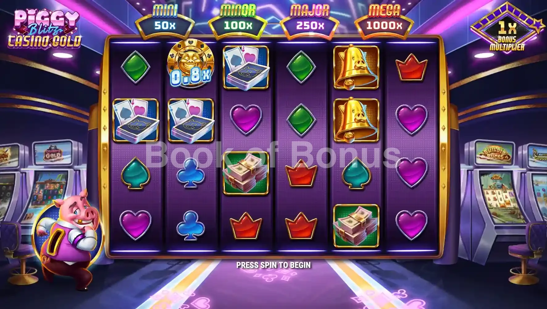Piggy Blitz Casino Gold par Play'n GO - jeu de base et disposition des rouleaux