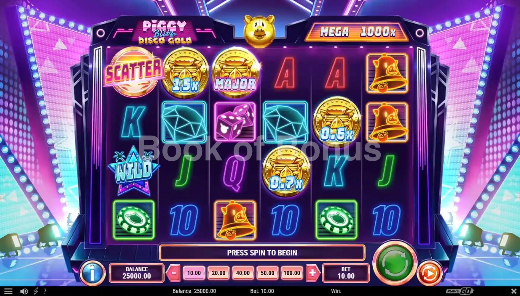 Piggy Blitz Disco Gold par Play'n GO - jeu de base et disposition des rouleaux