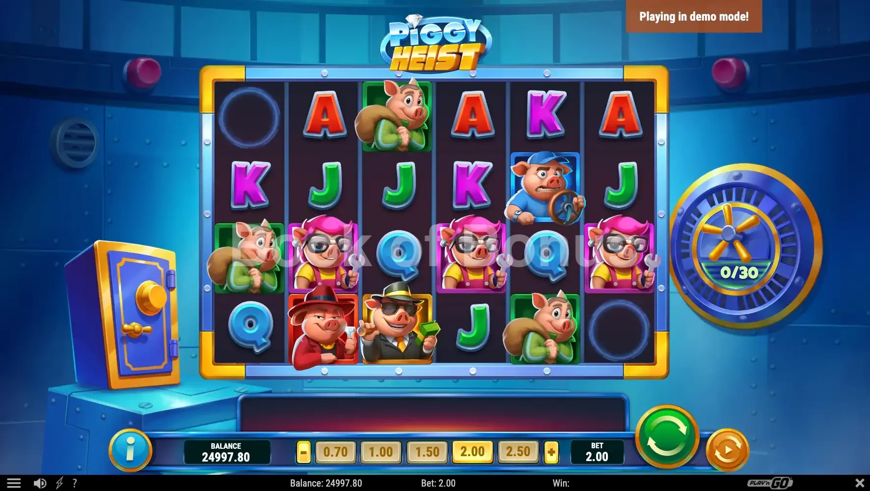 Piggy Heist par Play'n GO - jeu de base et disposition des rouleaux