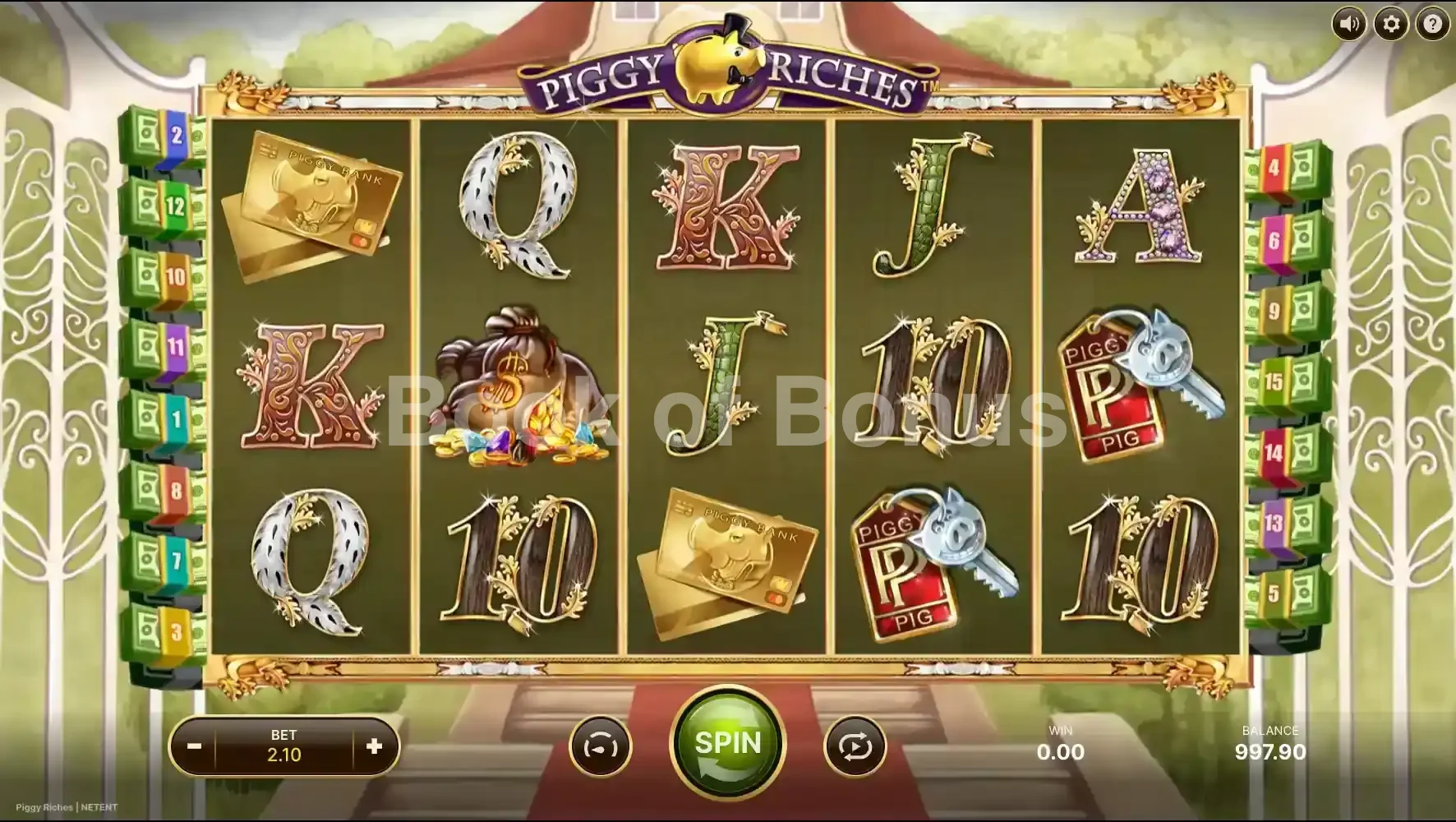 Piggy Riches par NetEnt - jeu de base et disposition des rouleaux