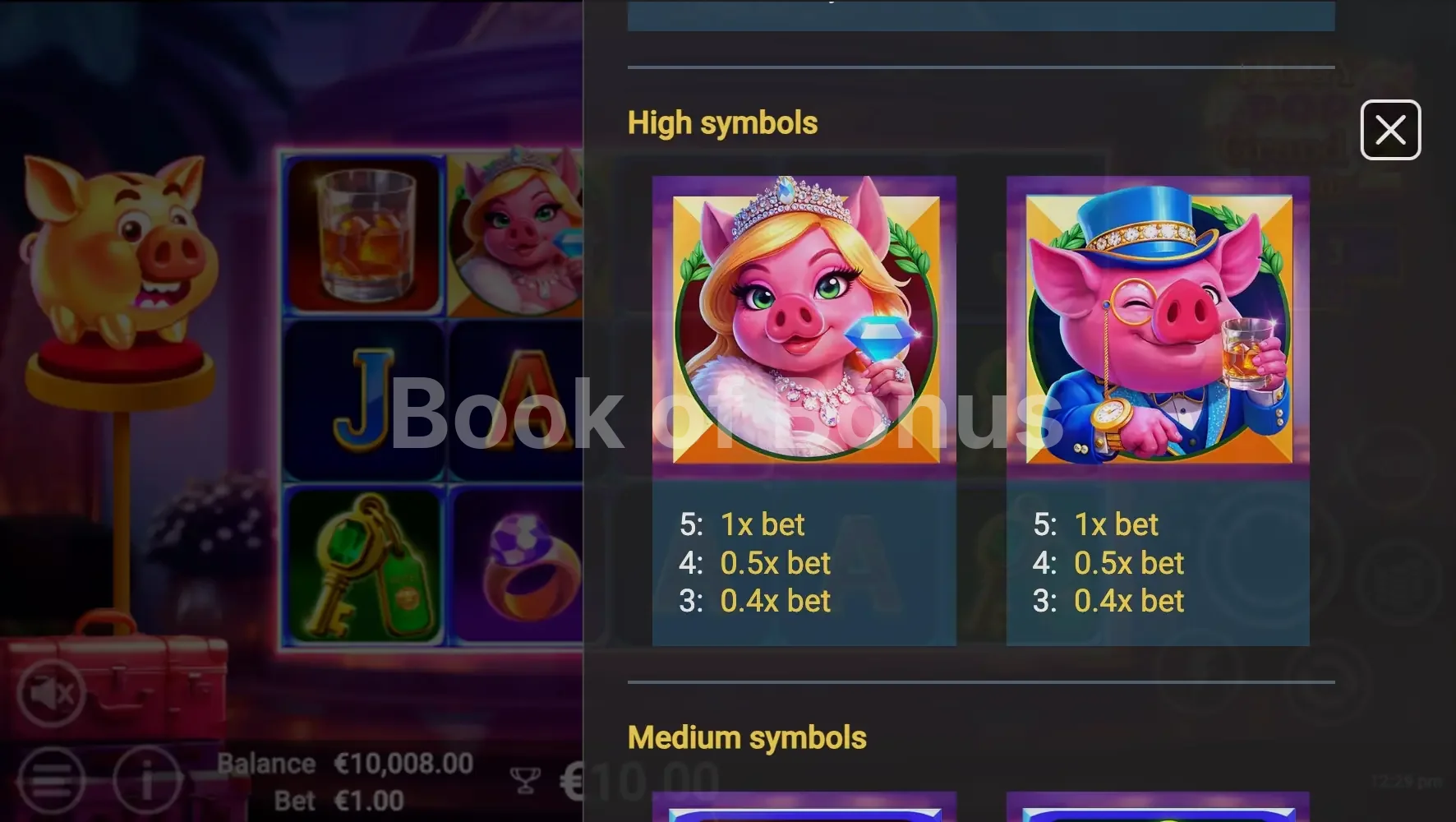PiggyPop Grand Affair 2 par Avatar UX - table des gains et valeurs des symboles