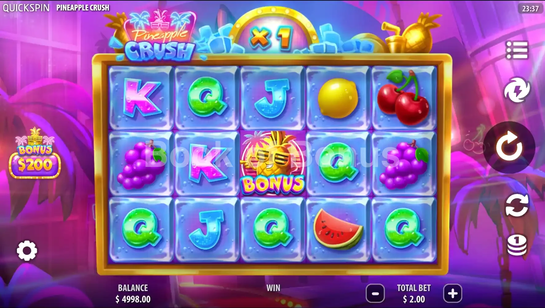 Pineapple Crush par Quickspin - jeu de base et disposition des rouleaux