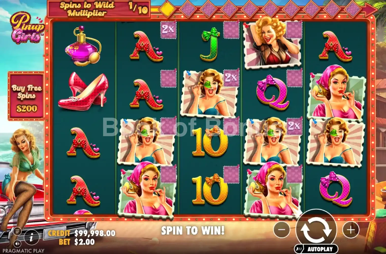 Pinup Girls par Pragmatic Play - jeu de base et disposition des rouleaux