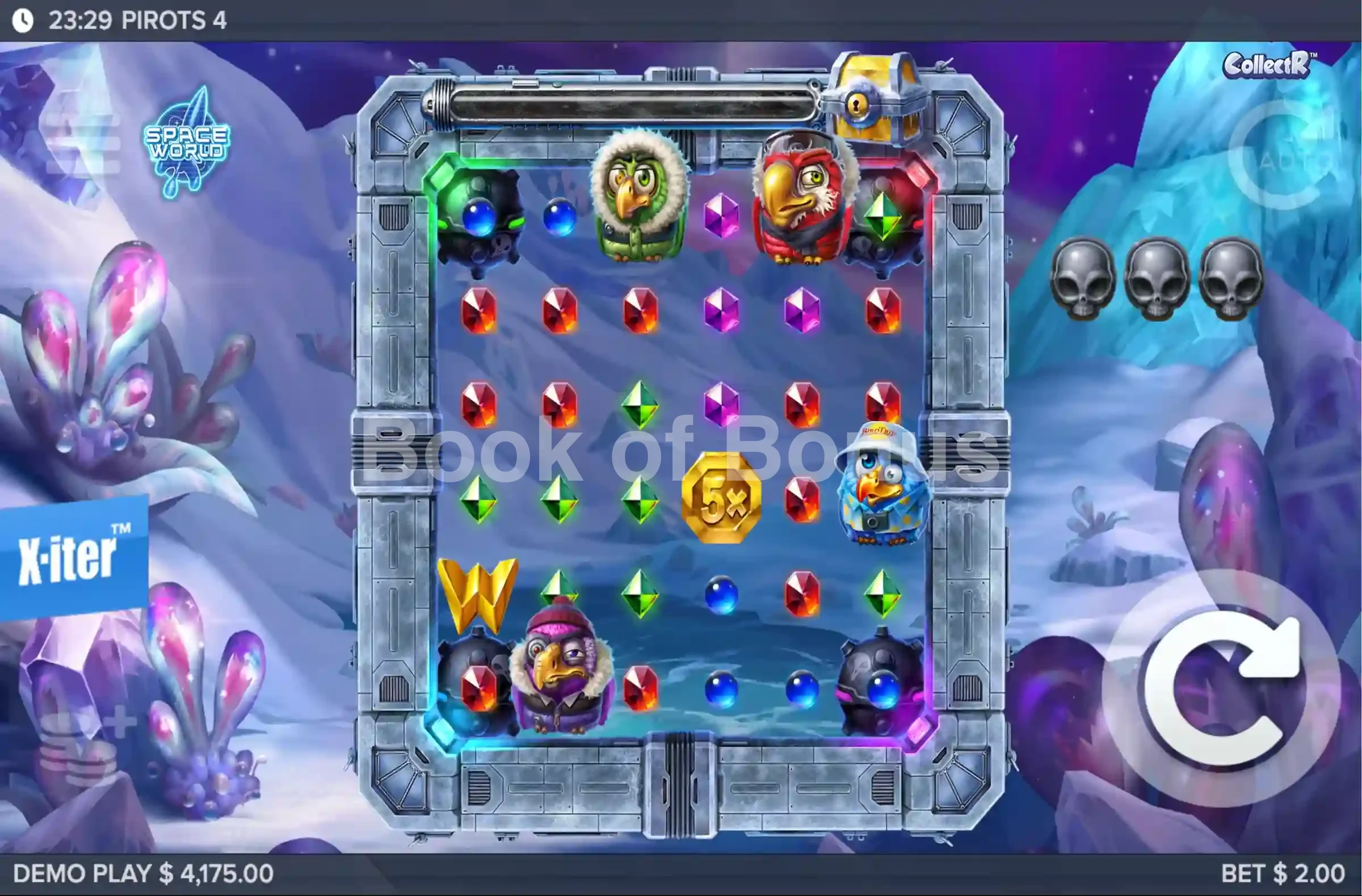 Pirots 4 par ELK Studios - jeu de base et disposition des rouleaux