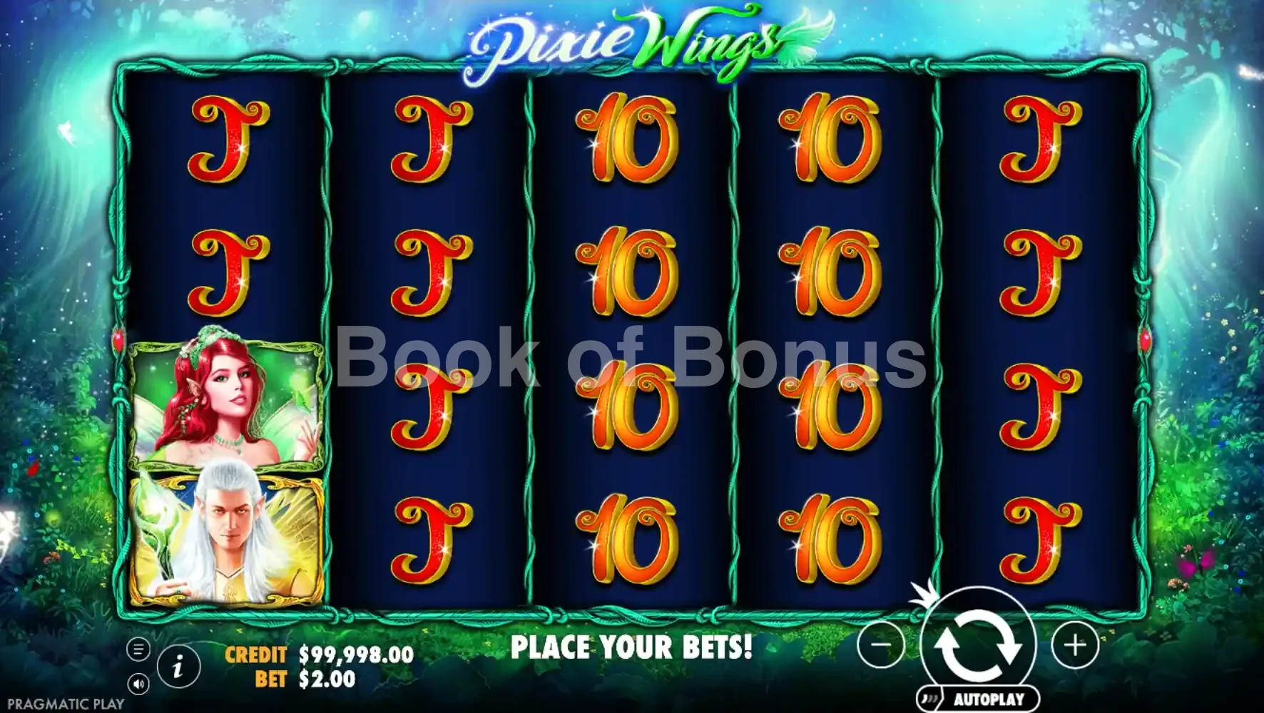 Pixie Wings par Pragmatic Play - jeu de base et disposition des rouleaux