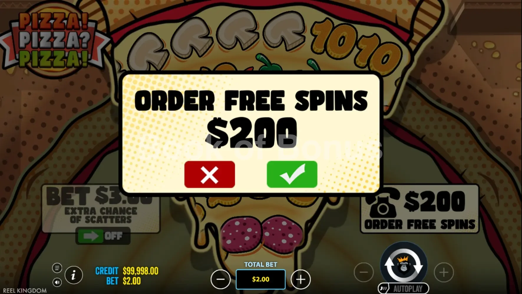 Achat de bonus Pizza Pizza Pizza