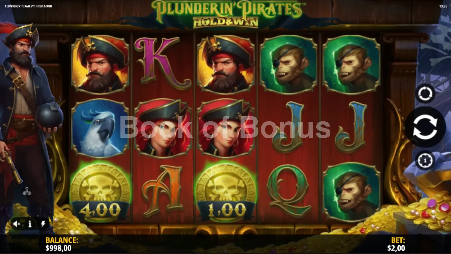 Plunderin’ Pirates Hold & Win par iSoftBet - jeu de base et disposition des rouleaux
