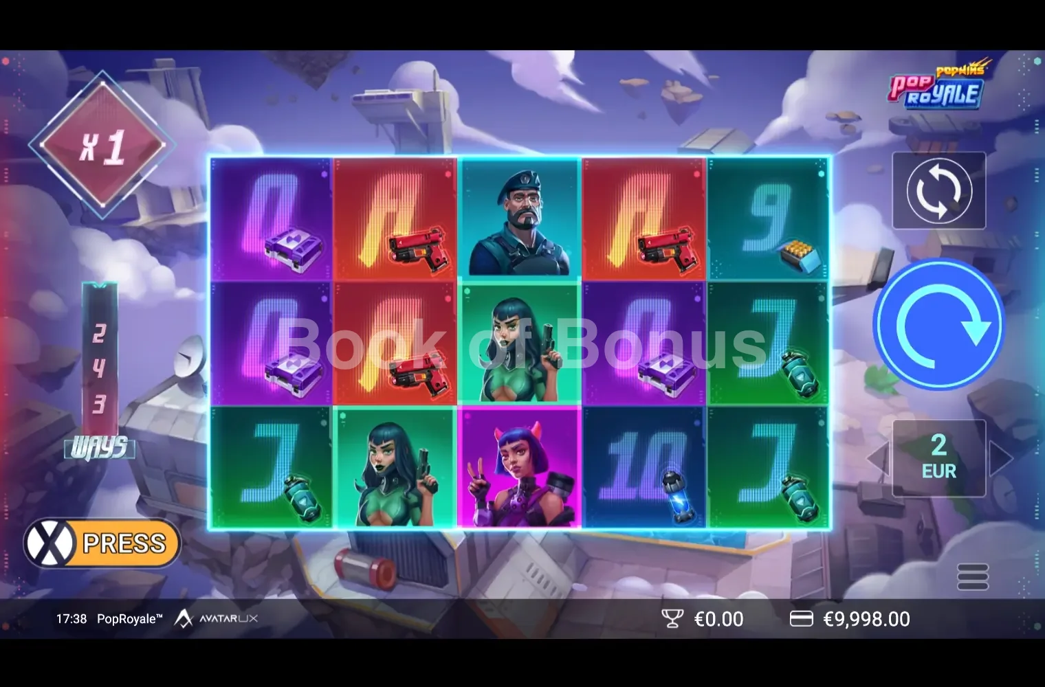 POP Royale par Avatar UX - jeu de base et disposition des rouleaux