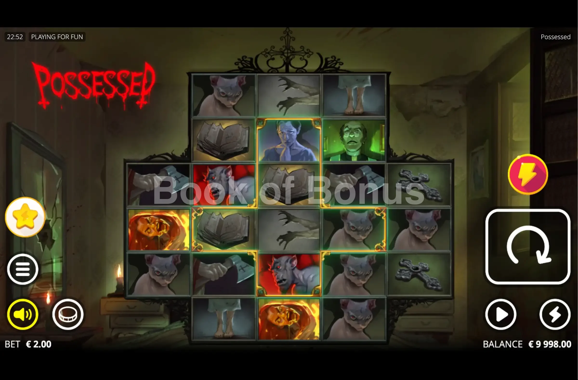 Possessed par Nolimit City - jeu de base et disposition des rouleaux