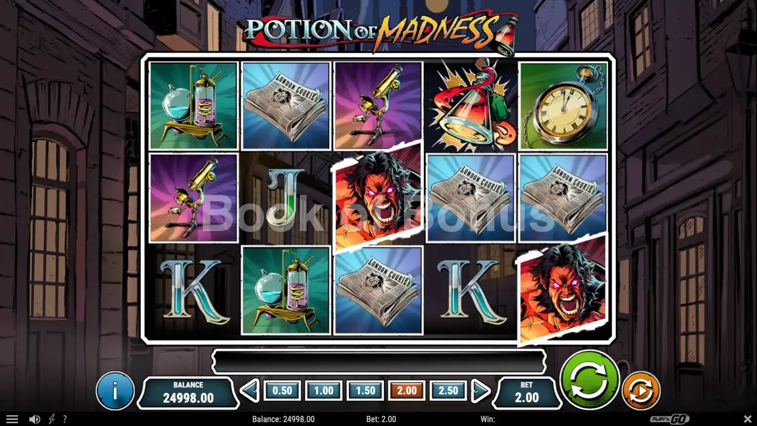 Potion of Madness par Play'n GO - jeu de base et disposition des rouleaux