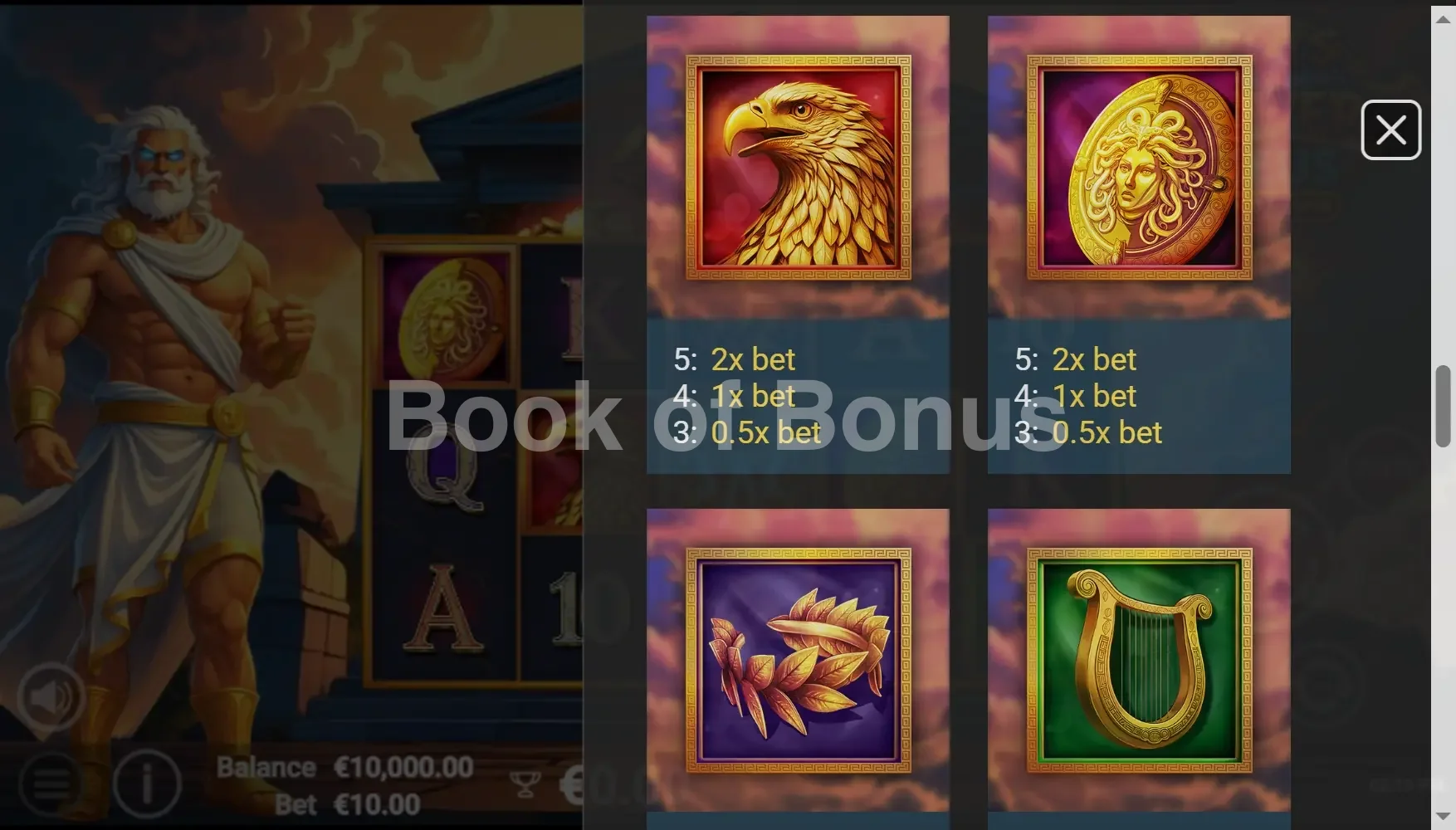 Pots of Power Zeus par Avatar UX - table des gains et valeurs des symboles