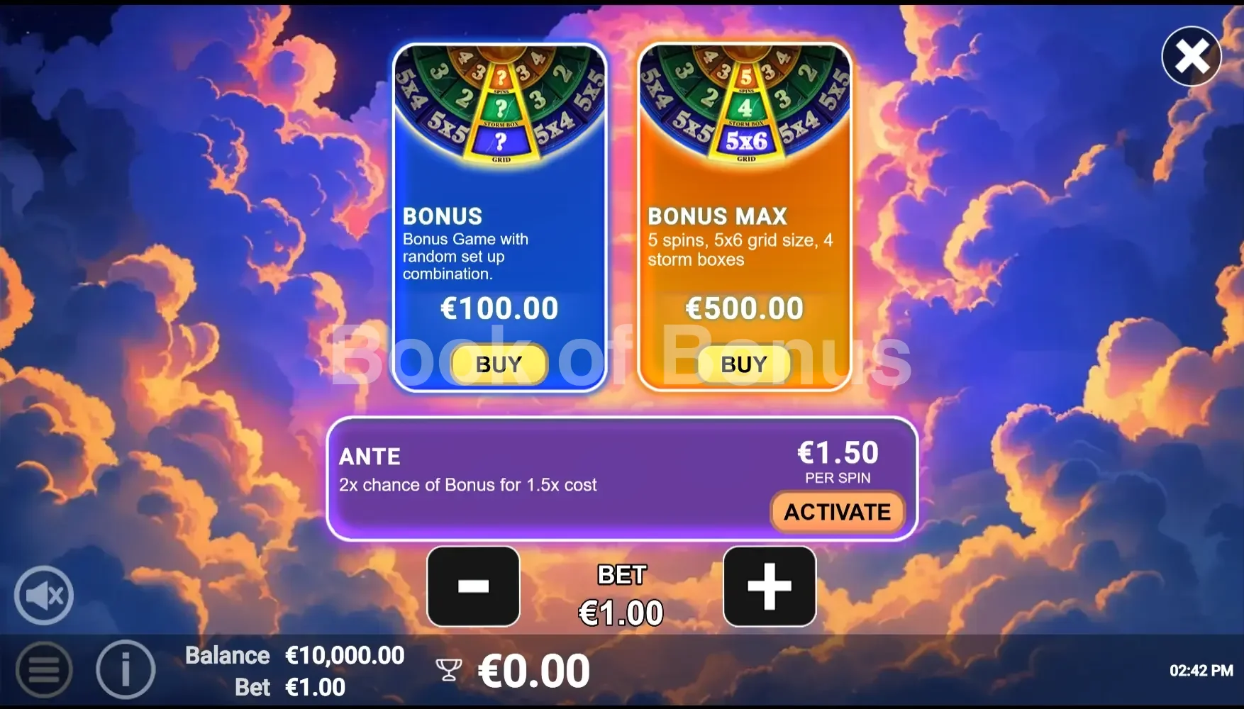 Pots of Power Zeus par Avatar UX - menu d'achat de bonus et options
