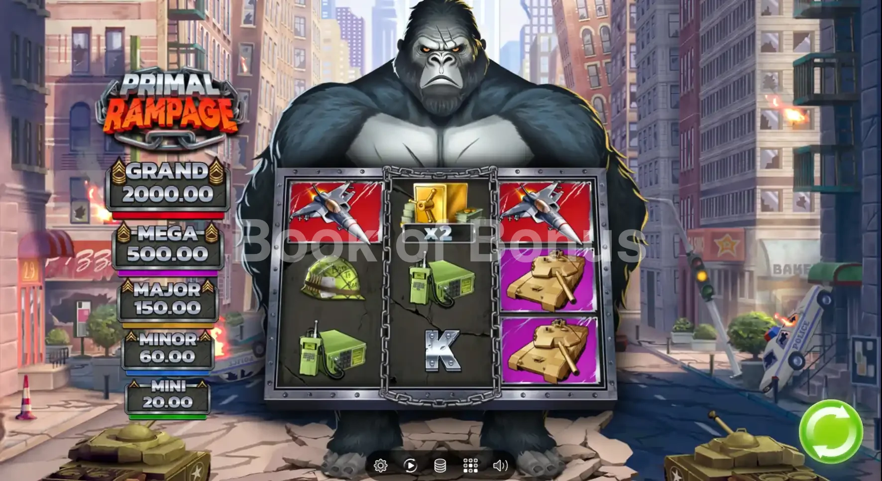 Primal Rampage par Play'n GO - jeu de base et disposition des rouleaux