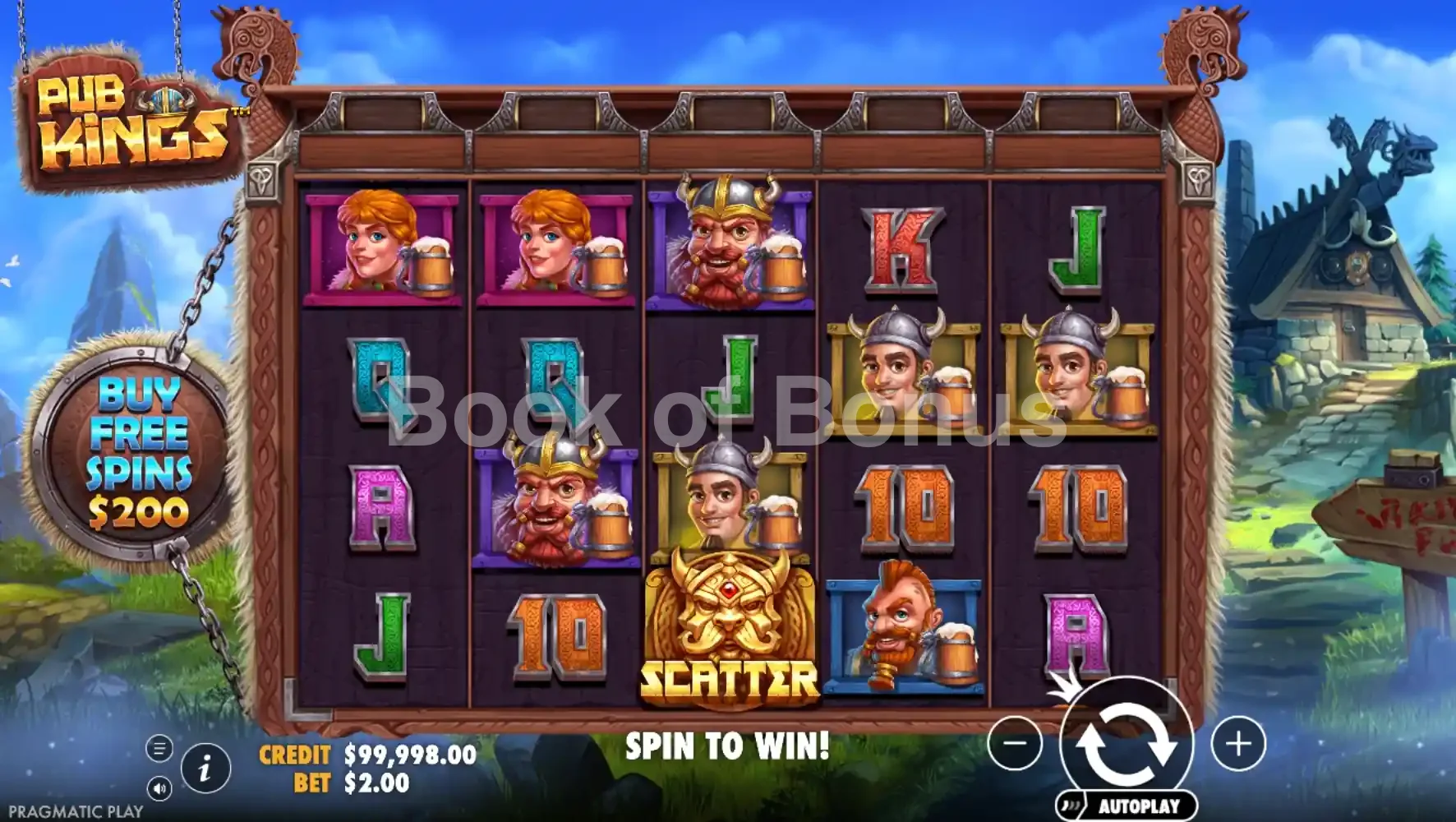 Pub Kings par Pragmatic Play - jeu de base et disposition des rouleaux