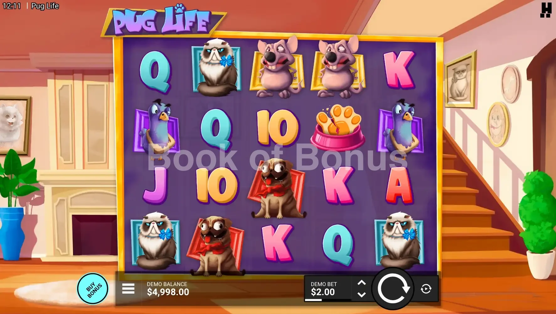 Pug Life par Hacksaw Gaming - jeu de base et disposition des rouleaux