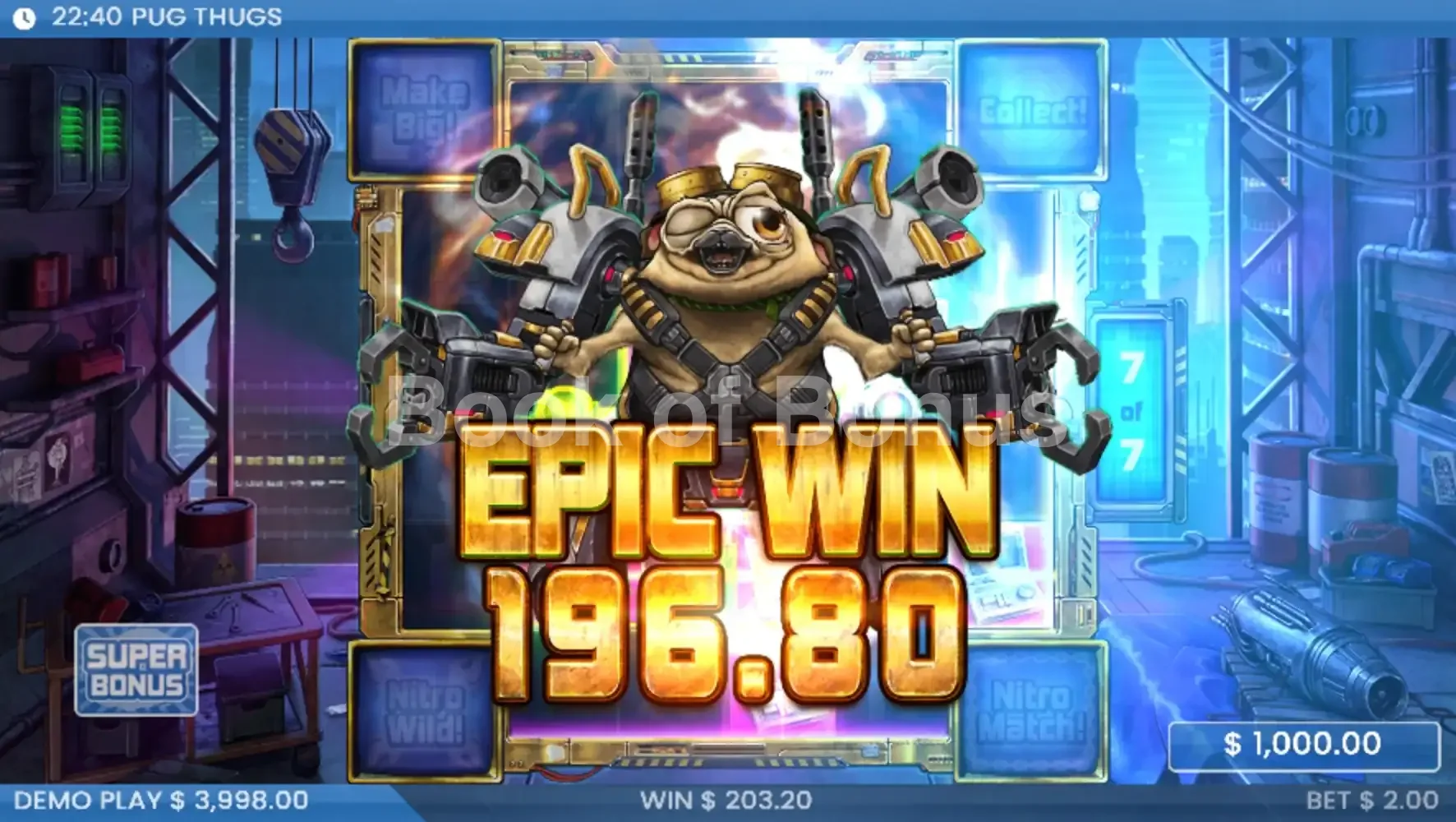 Pug Thugs of Nitropolis par ELK Studios - gros gain
