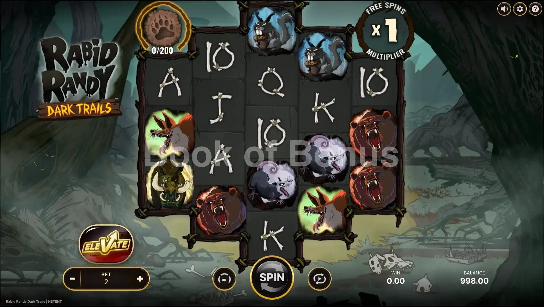 Rabid Randy Dark Trails par NetEnt - jeu de base et disposition des rouleaux
