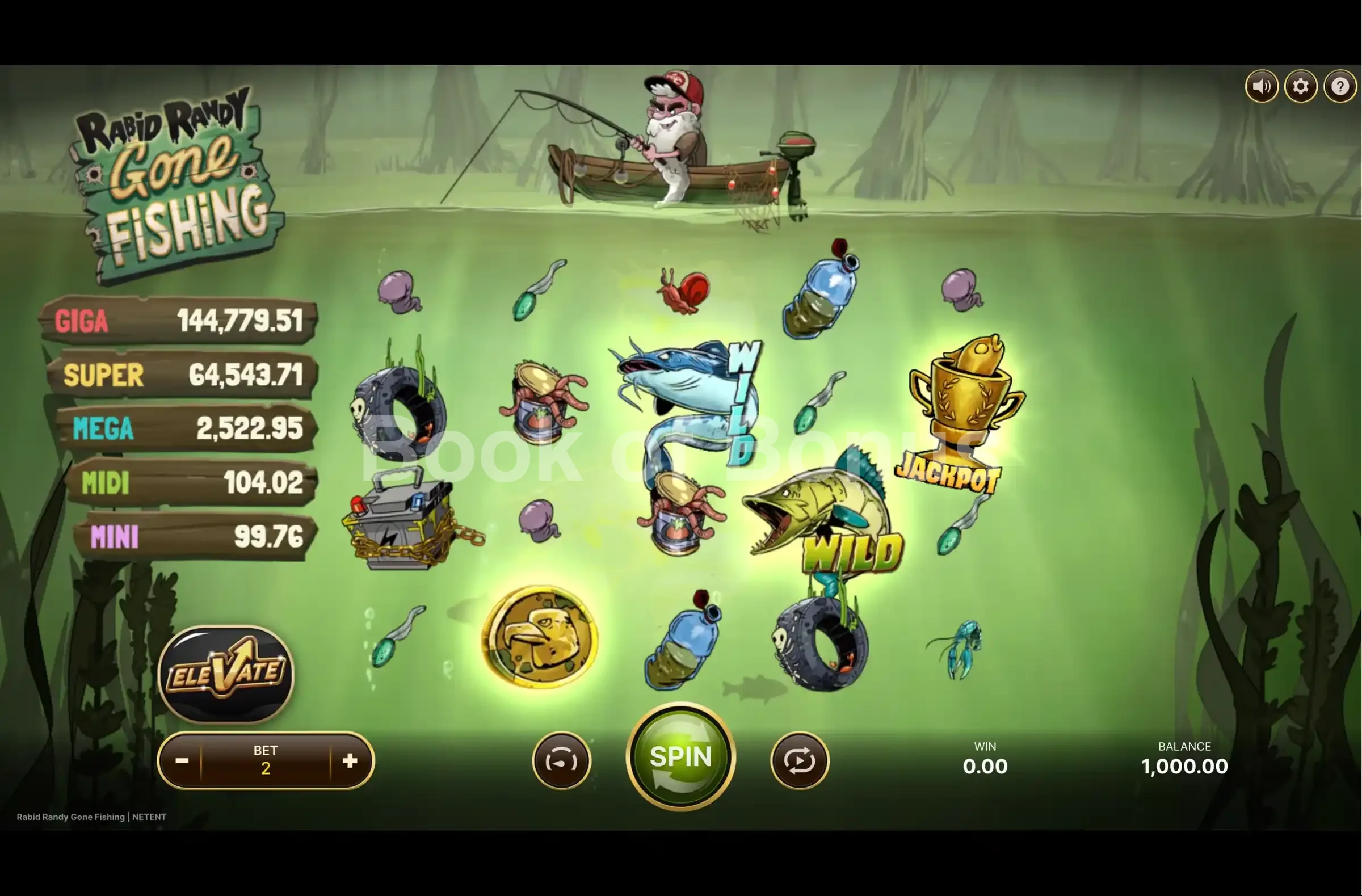 Rabid Randy Gone Fishing par NetEnt - jeu de base et disposition des rouleaux
