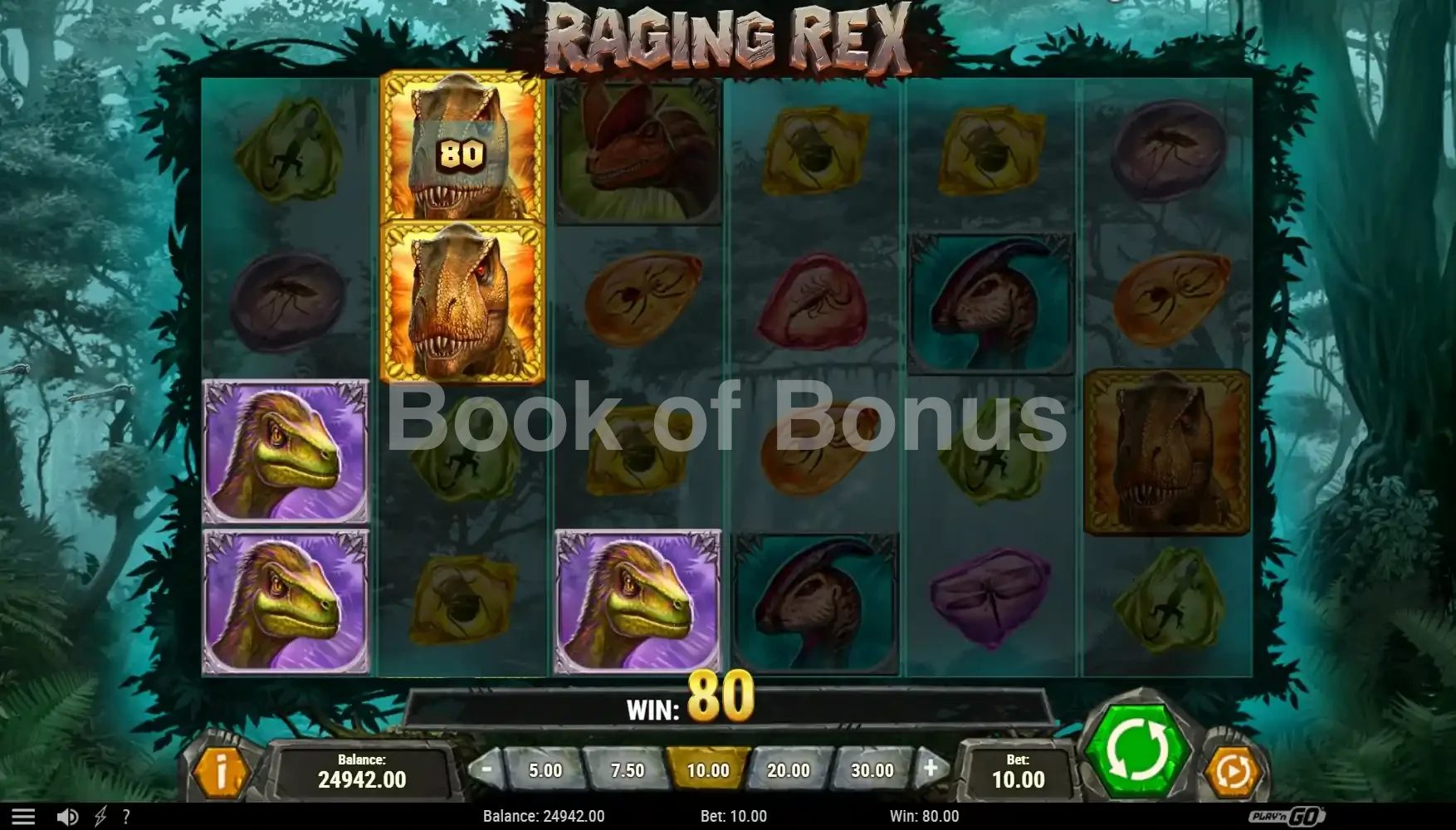 Résultat de spin Raging Rex 2