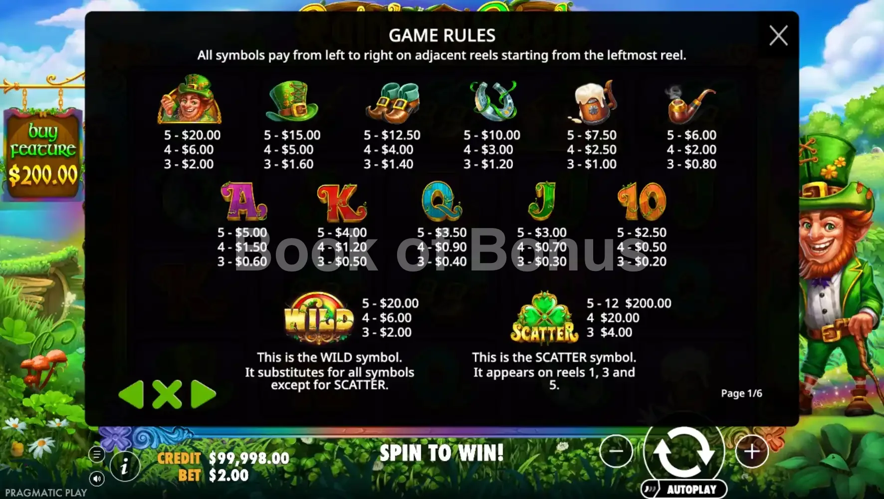 Rainbow Reels par Pragmatic Play - table des gains et valeurs des symboles