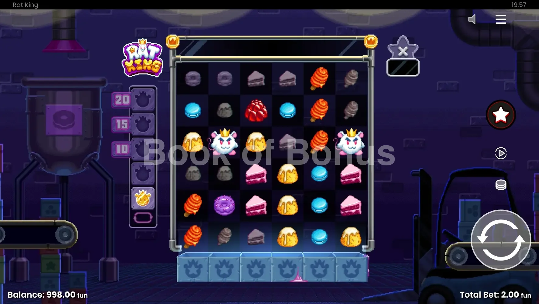 Rat King par Push Gaming - jeu de base et disposition des rouleaux