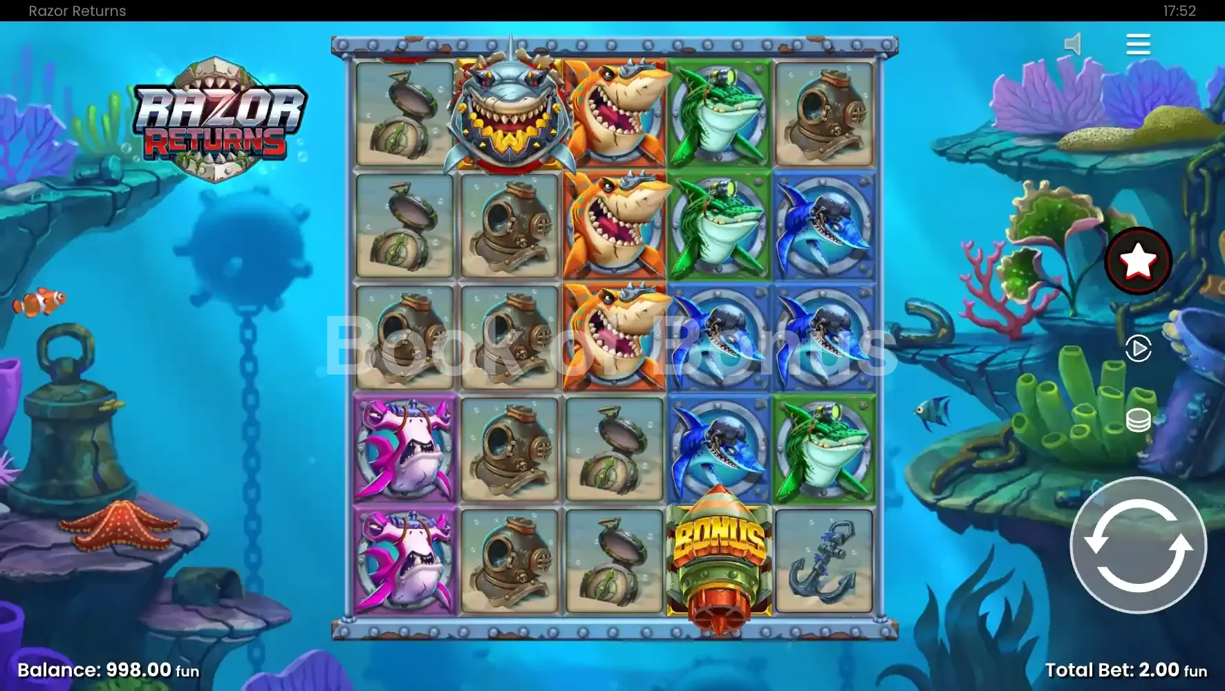 Razor Returns par Push Gaming - jeu de base et disposition des rouleaux