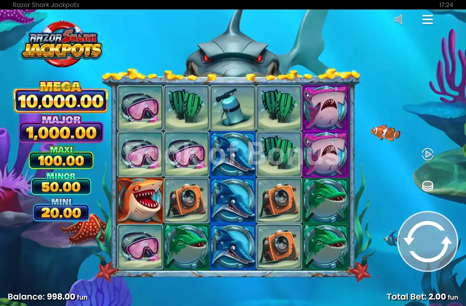 Jeu de base Razor Shark Jackpots
