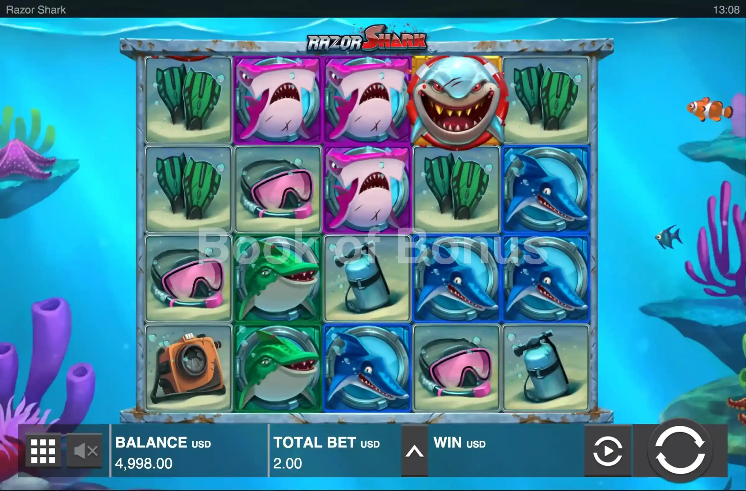 Razor Shark par Push Gaming - jeu de base et disposition des rouleaux