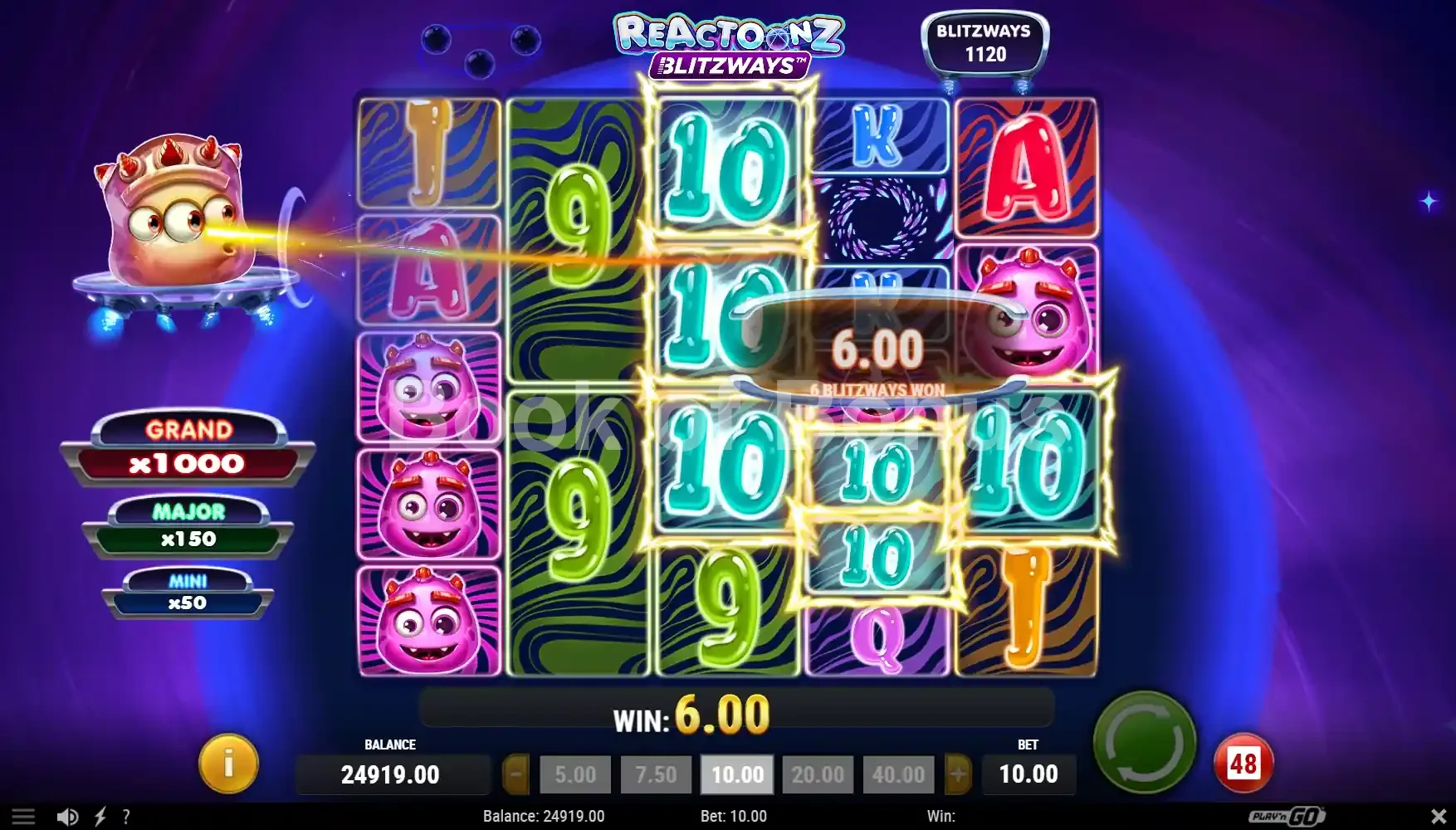 Reactoonz Blitzways par Play'n GO - spin result