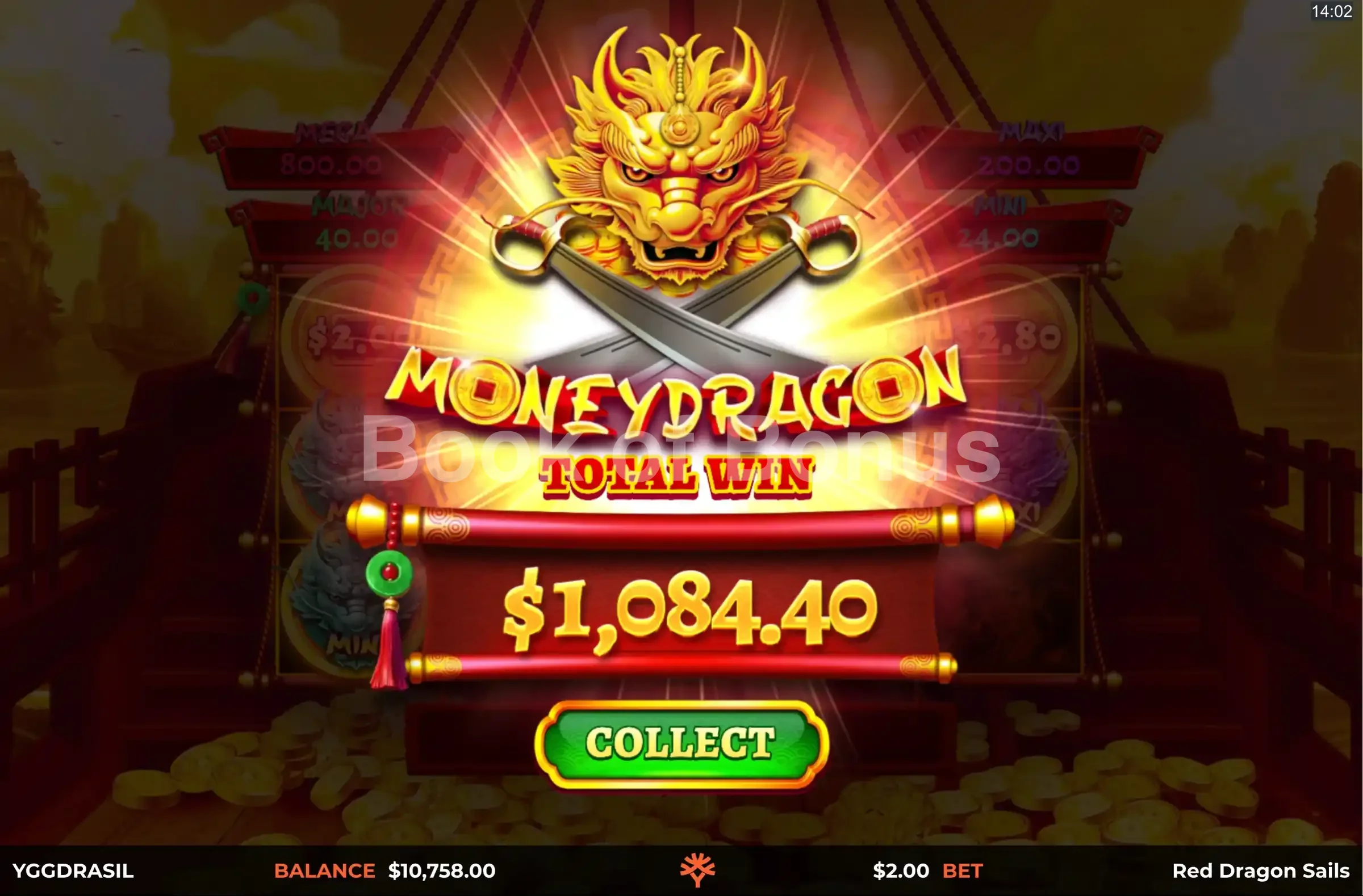 Red Dragon Sails par Yggdrasil - gros gain