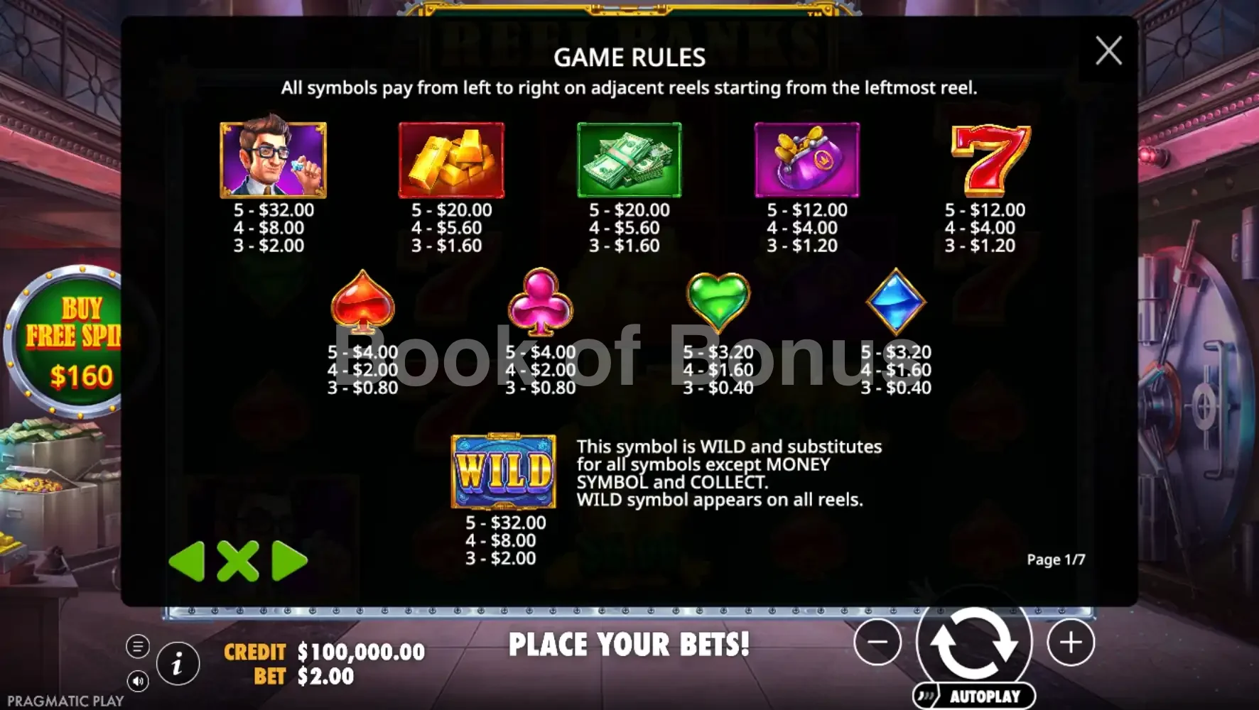 Table de paiement Reel Banks