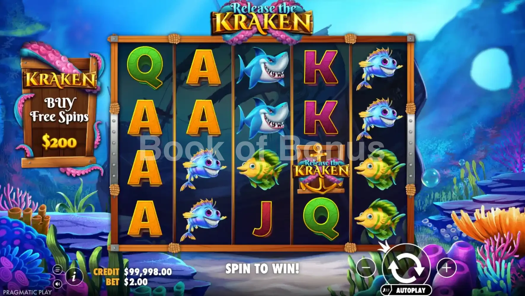 Release the Kraken par Pragmatic Play - jeu de base et disposition des rouleaux
