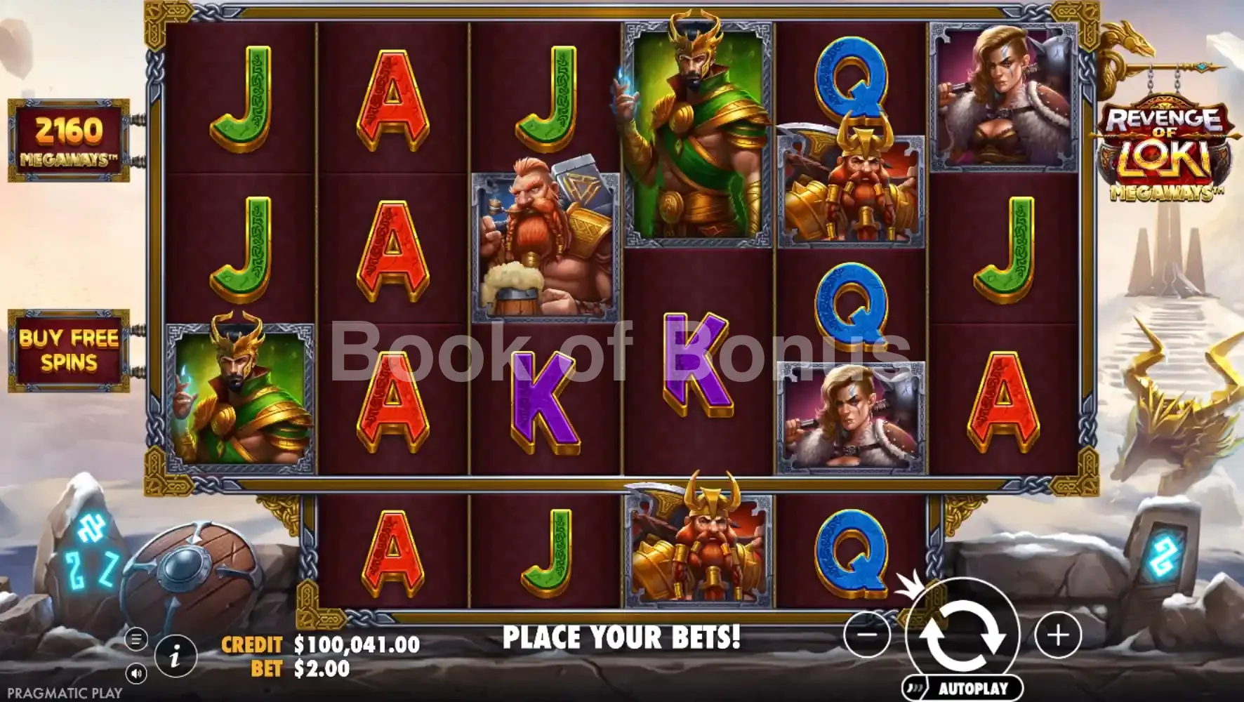 Revenge of Loki Megaways par Pragmatic Play - jeu de base et disposition des rouleaux