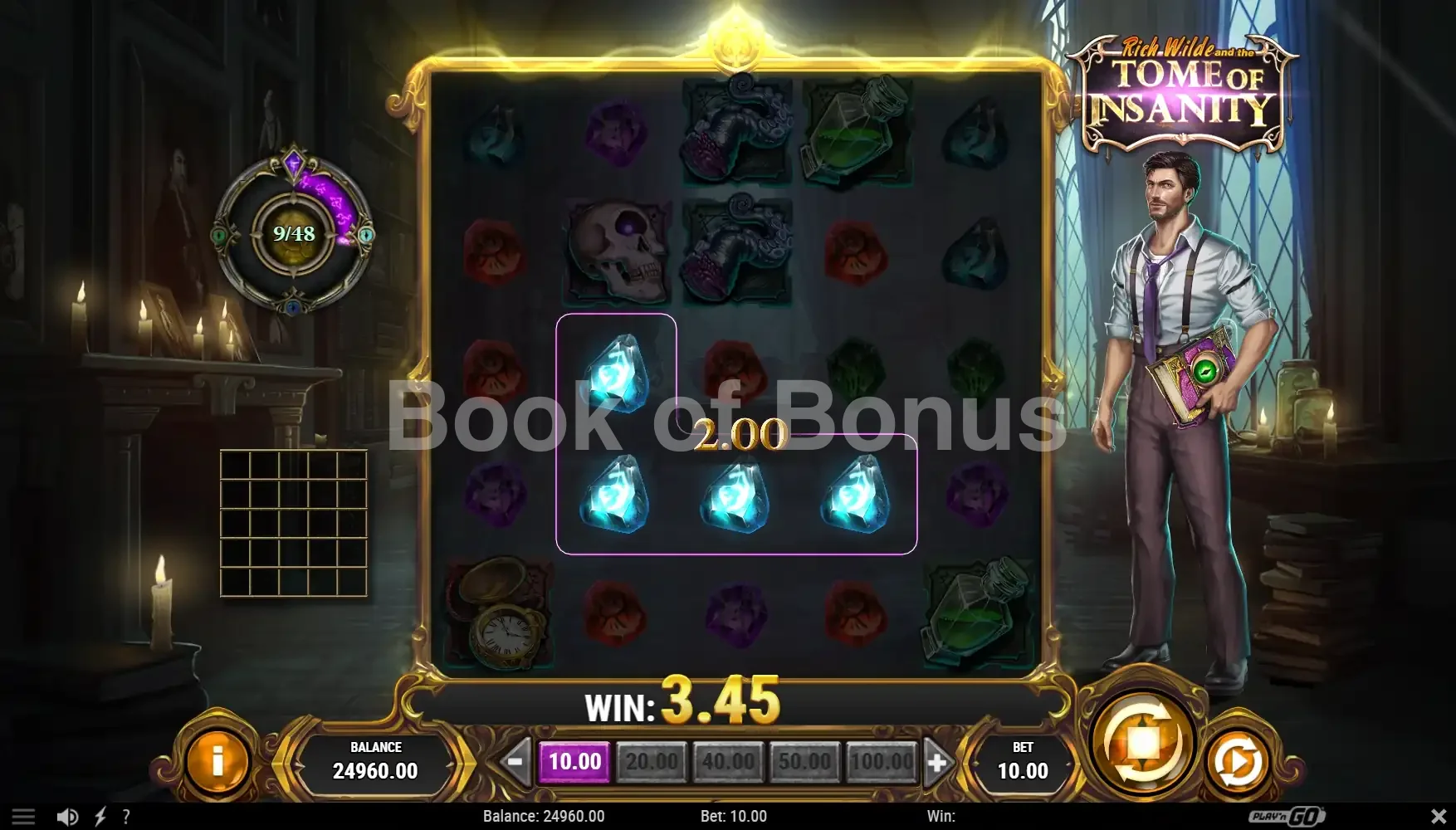 Rich Wilde and the Tome of Insanity par Play'n GO - spin result