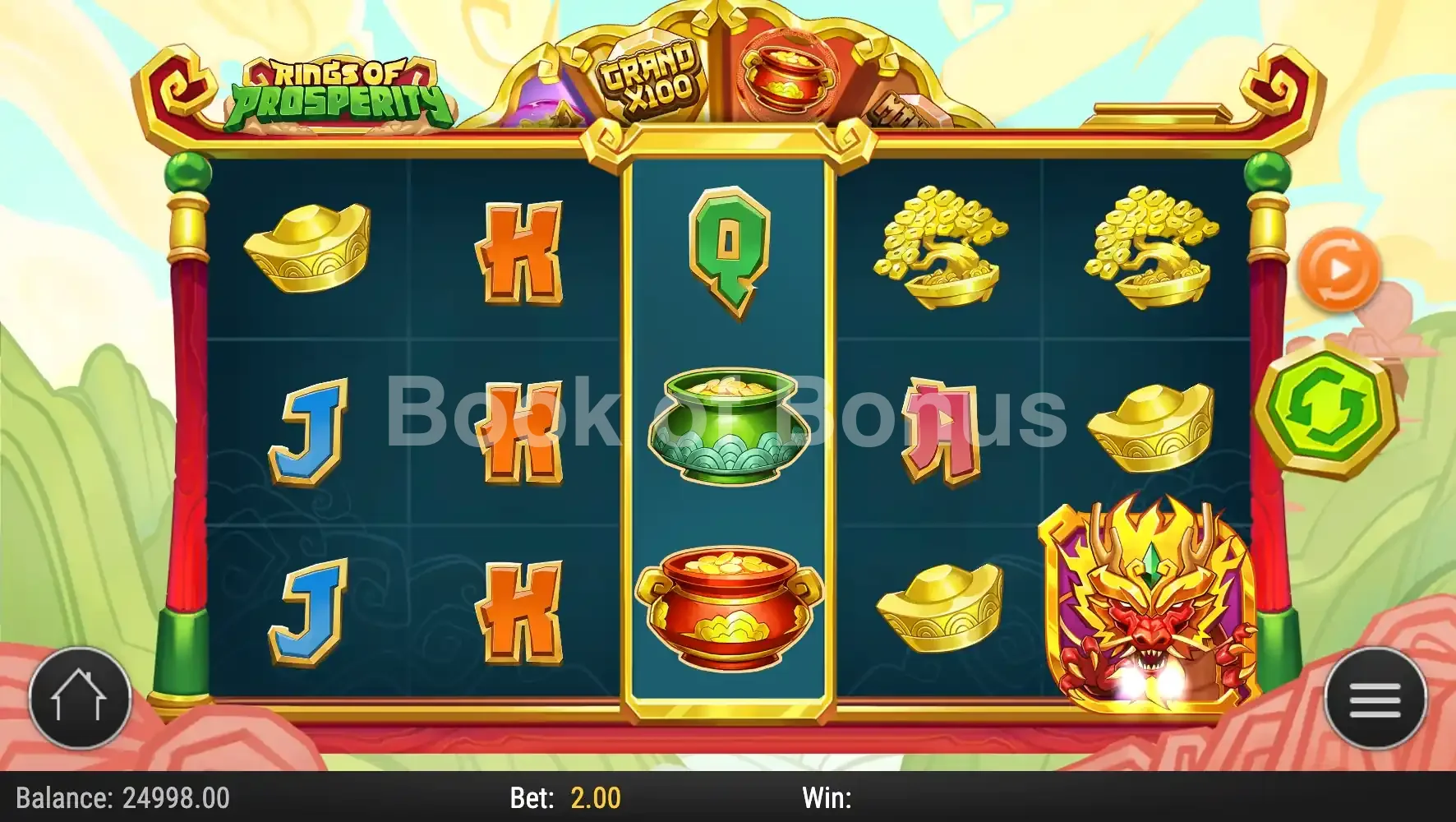 Rings of Prosperity par Play'n GO - jeu de base et disposition des rouleaux