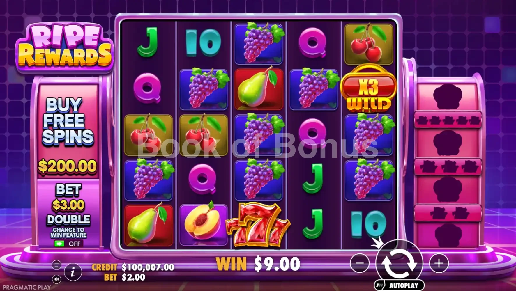 Ripe Rewards par Pragmatic Play - jeu de base et disposition des rouleaux