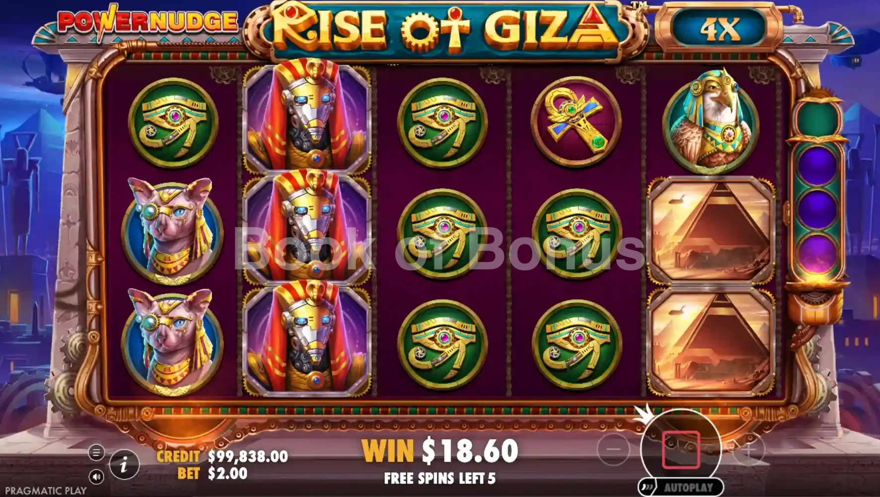 Rise of Giza Powernudge par Pragmatic Play - tours gratuits